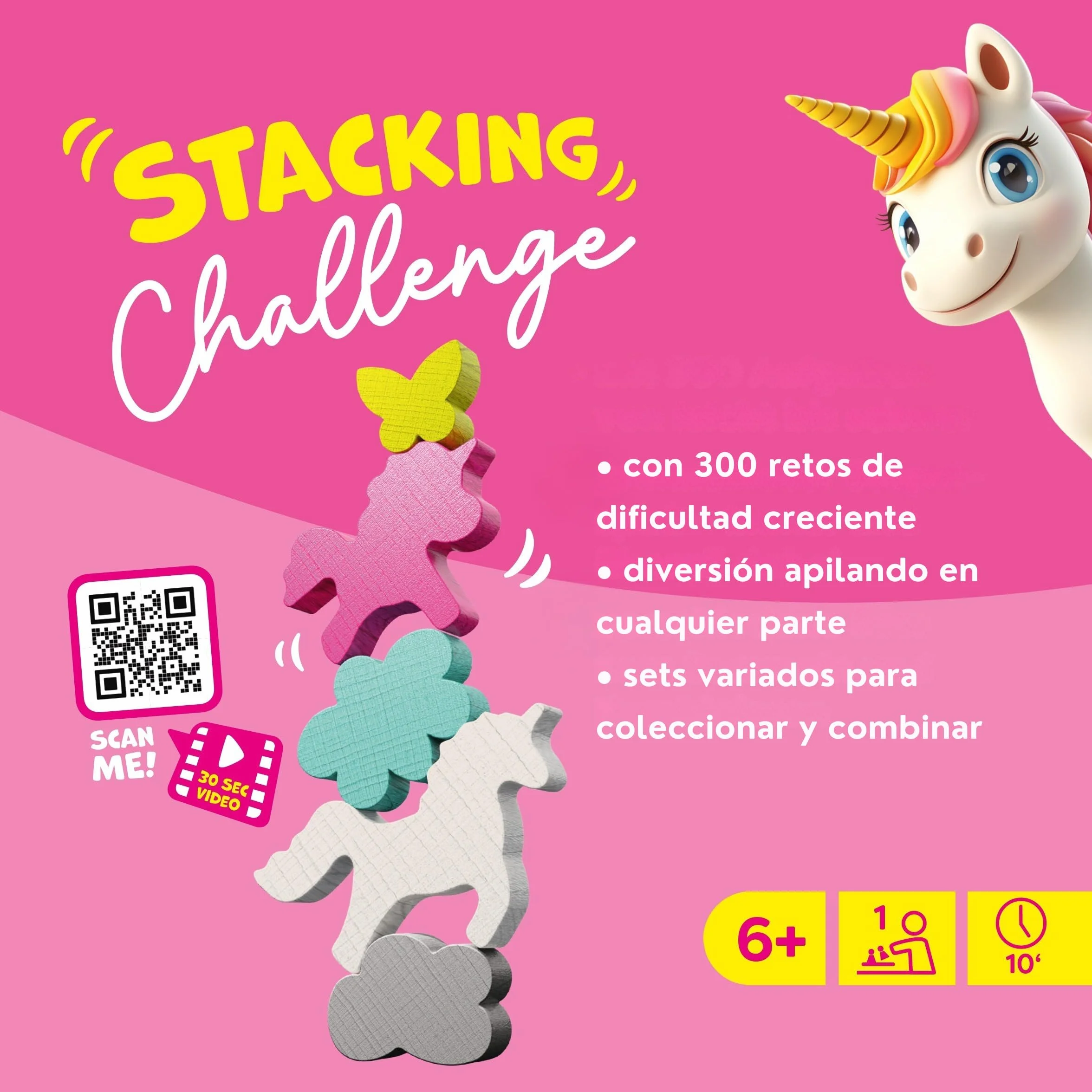 HABA 2013866001 - Stacking Challenge Unicorns, Juego Infantil con retos de apilar, Solitario, de Viaje. Más 6 años