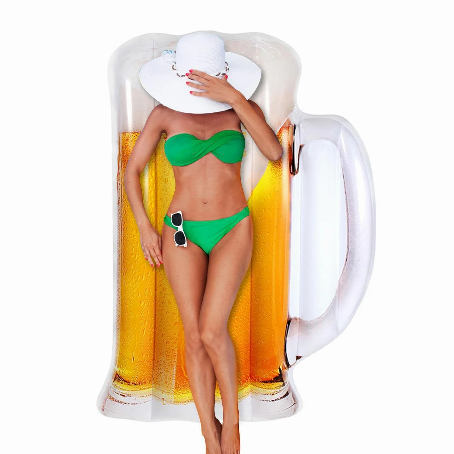Generisch Cama flotante para piscina – 182 cm – Tumbona hinchable de PVC | Cómodo colchón de agua en forma de cerveza para piscina Lake Beach | Cama de piscina – Diversión de verano para adultos