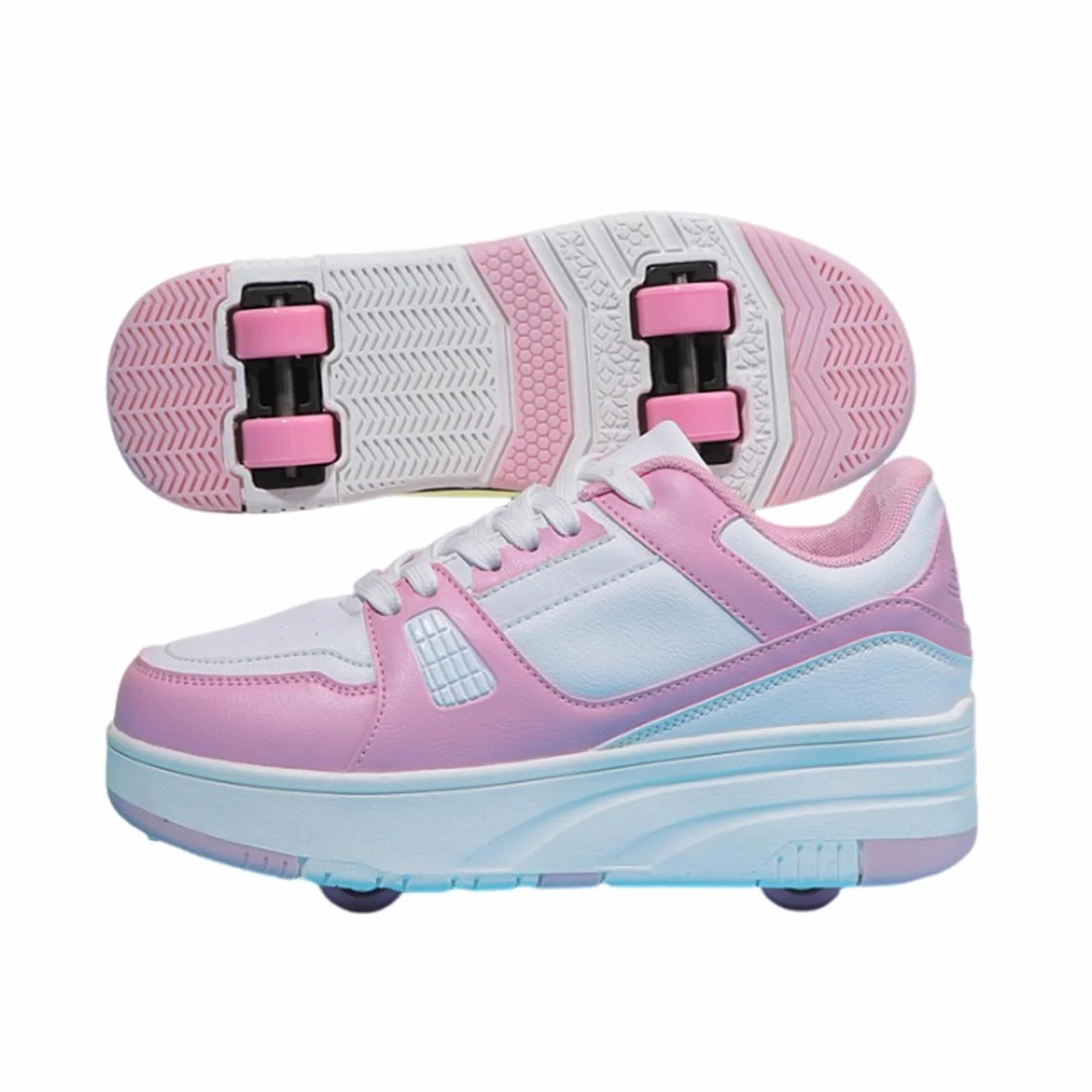 Zapatos con Ruedas 2 en 1 para Niñas y Niños, Patines Multiusos Retráctiles con 4 Ruedas