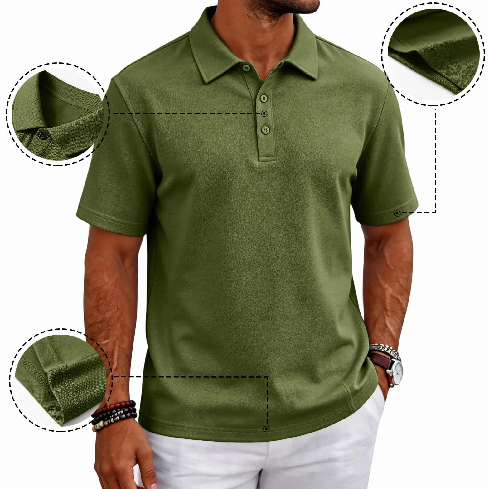 MOKBAY Polo Hombre Manga Corta Slim Fit Camisetas Transpirable Verano Elásticas