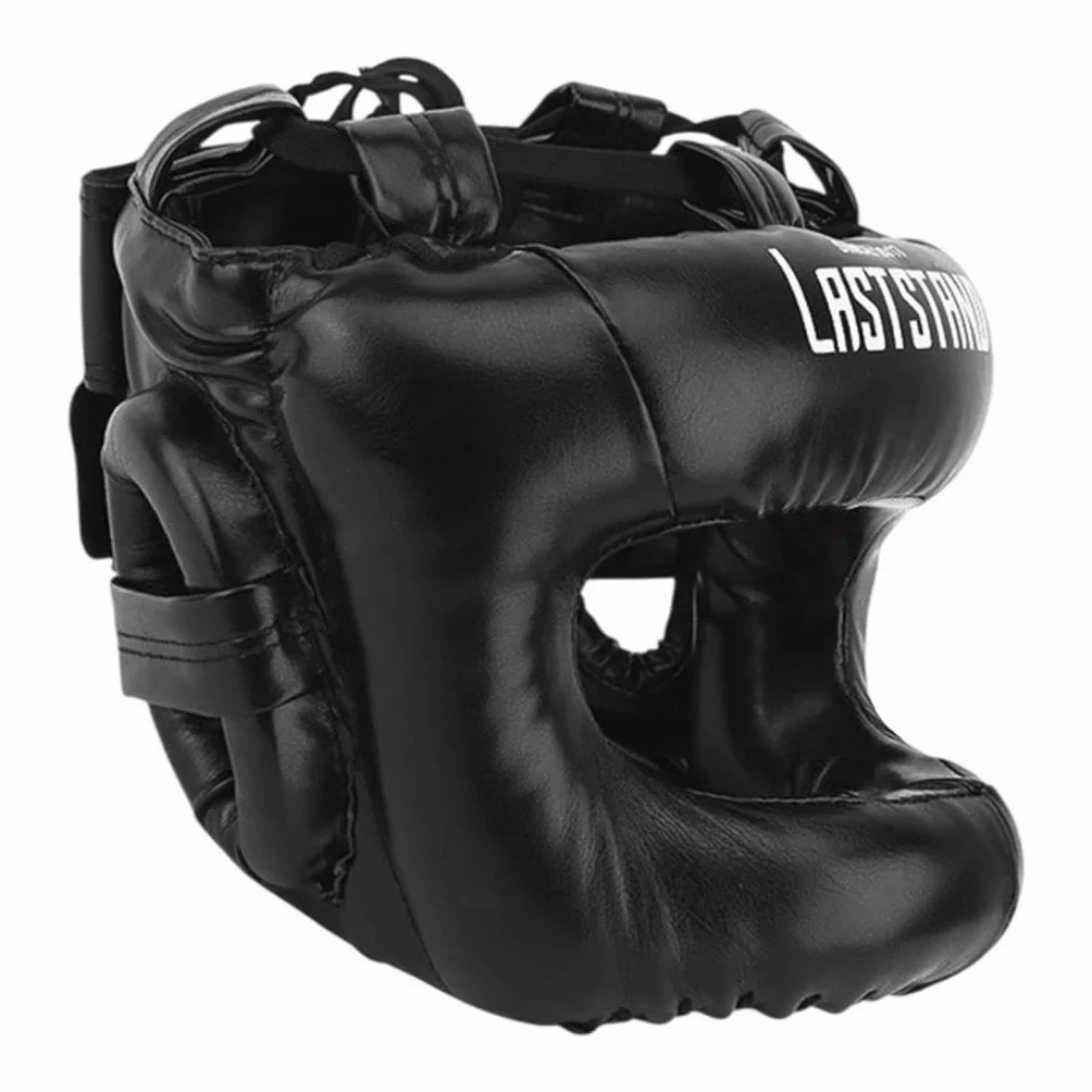 Casco de Boxeo para Adultos Ajustable Negro Kickboxing MMA