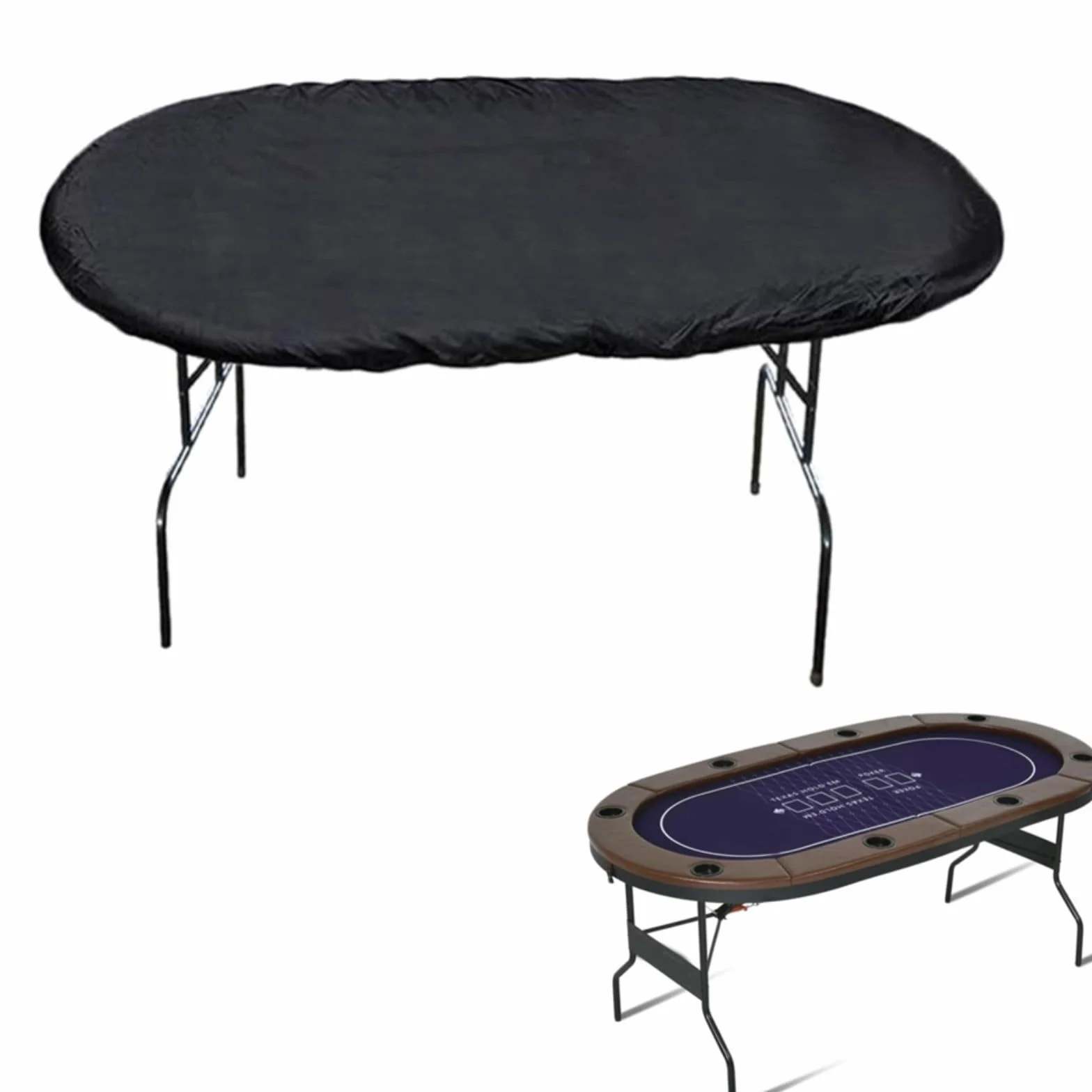HpLive Cubierta De Mesa De Poker Ovalada Para Poker De Tela Oxford 420D, Funda Protectora Impermeable Para Mesas De Juego 244 X 122 CM(Gris)