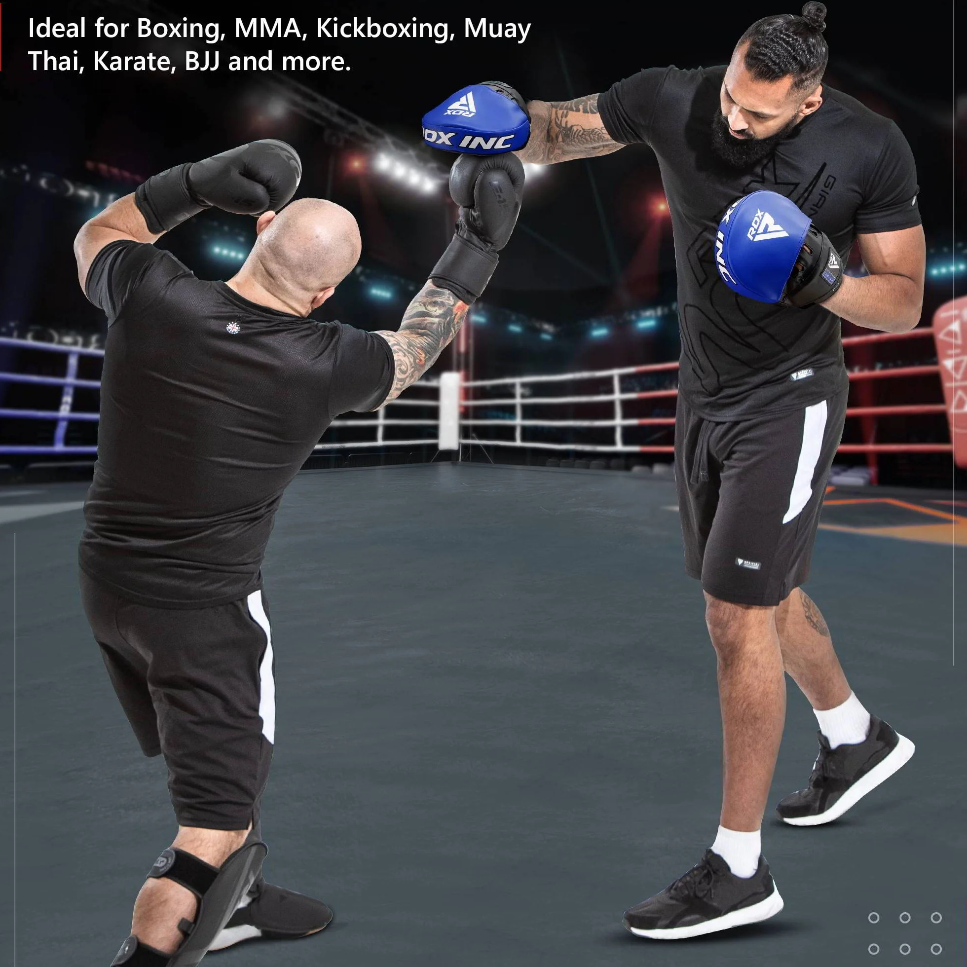 RDX Maya Hide Cuero Curvadas Boxing Pads Gancho Jab Patada Almohadilla Kick Boxing Sparring