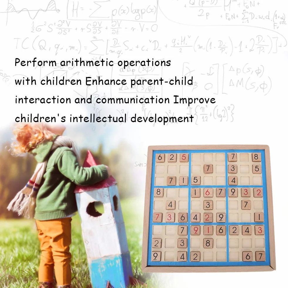 Garosa Juego de Mesa Sudoku de Madera con Cajón y 81 Bloques Digitales para Niños Adultos Rompecabezas Matemáticas Juguetes Educativos