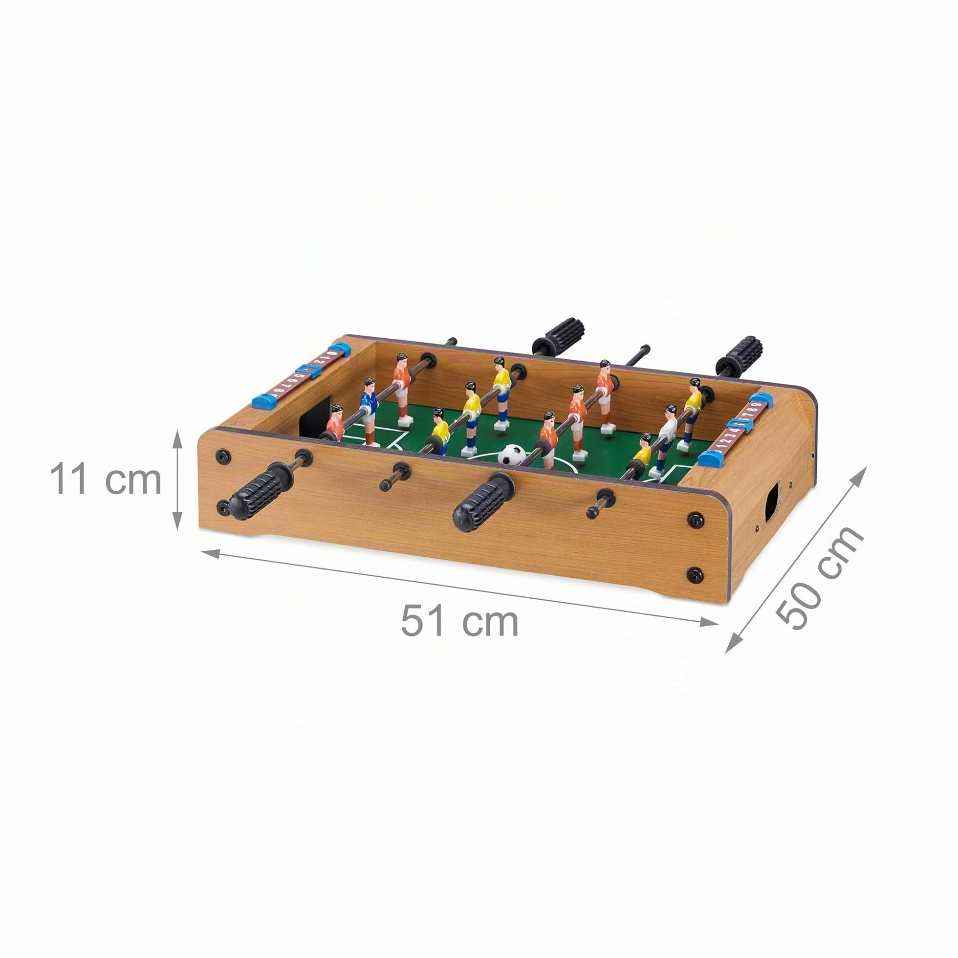 Relaxdays Futbolín de Mesa para 2 Jugadores, Madera MDF, Marrón, 11 x 51 x 50 cm