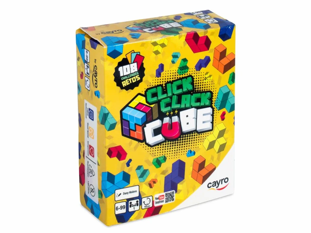 Cayro - Click Clack Cube - Coloca Las Piezas Correctamente para Superar los Retos - Juego de Habilidad - Estructuras - 1 Jugador
