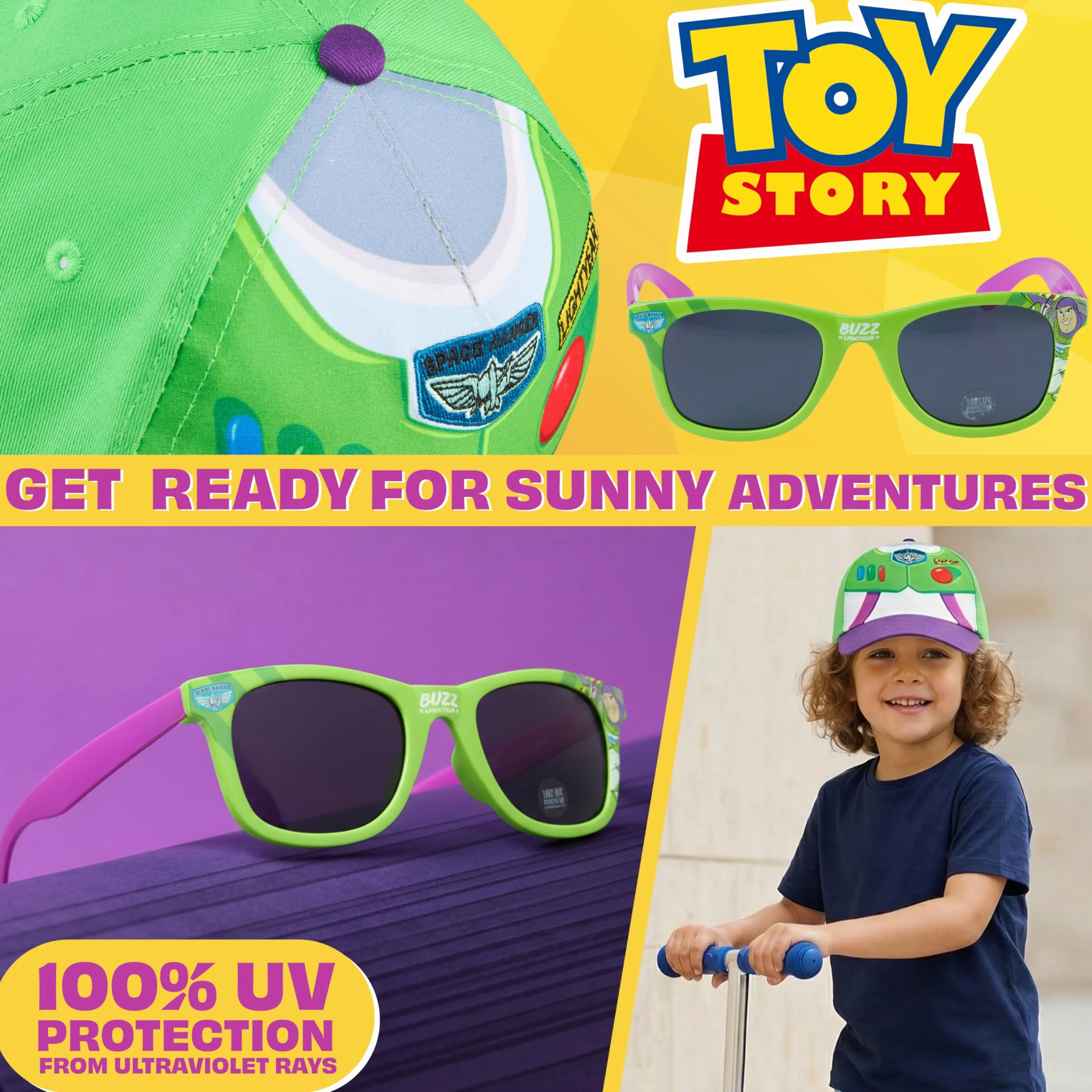 Disney Toy Story Sonic The Hedgehog Set Gorra y Gafas de Sol Niño, Protección UV400, Regalo Verano