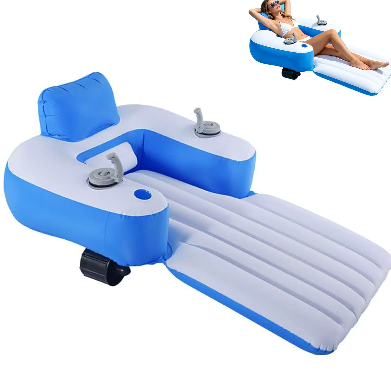 Tumbona Inflable con Flotador de Piscina motorizado, Flotador de natación eléctrico Recargable con Motores duales y rotación de 360°, sillón acuático para Lago, río, Playa, Verano
