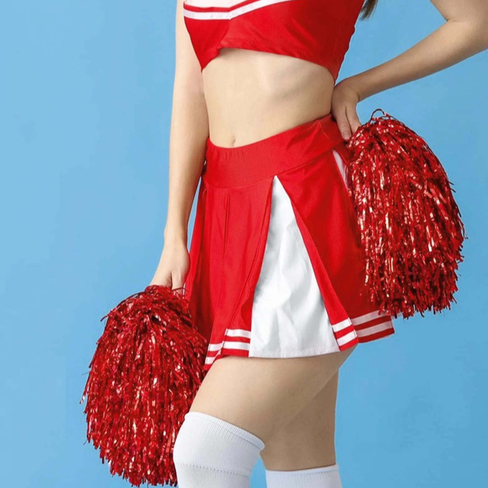 Pompones de Animadora con Anillo de Plástico para Bailar, Fiestas Deportivas - 6 Piezas