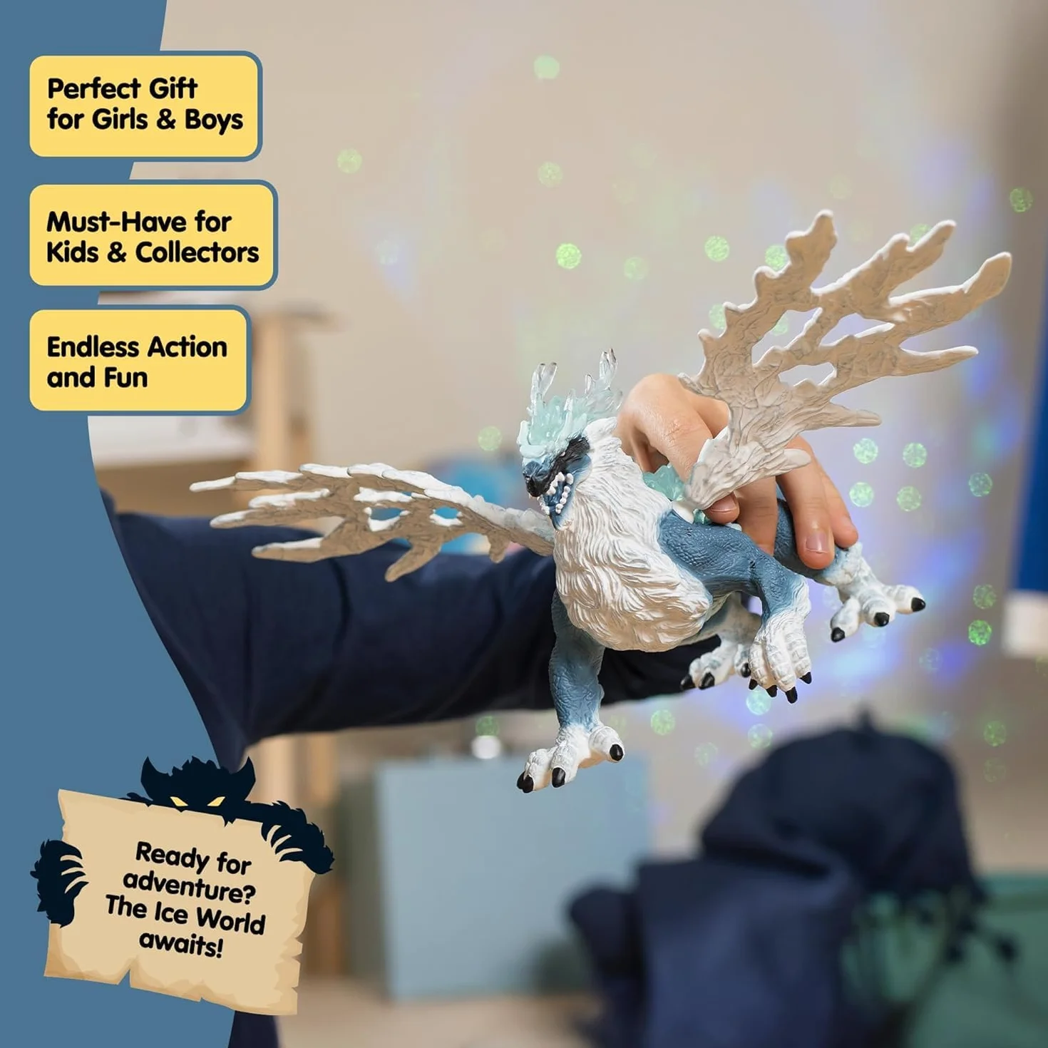 Schleich ELDRADOR Creatures | Dragón de Hielo 70790 | Figura de Monstruo con alas móviles y Elementos Transparentes | Regalo para niñas y niños | Juguete a Partir de 7 años | 20 x 15 x 13 cm