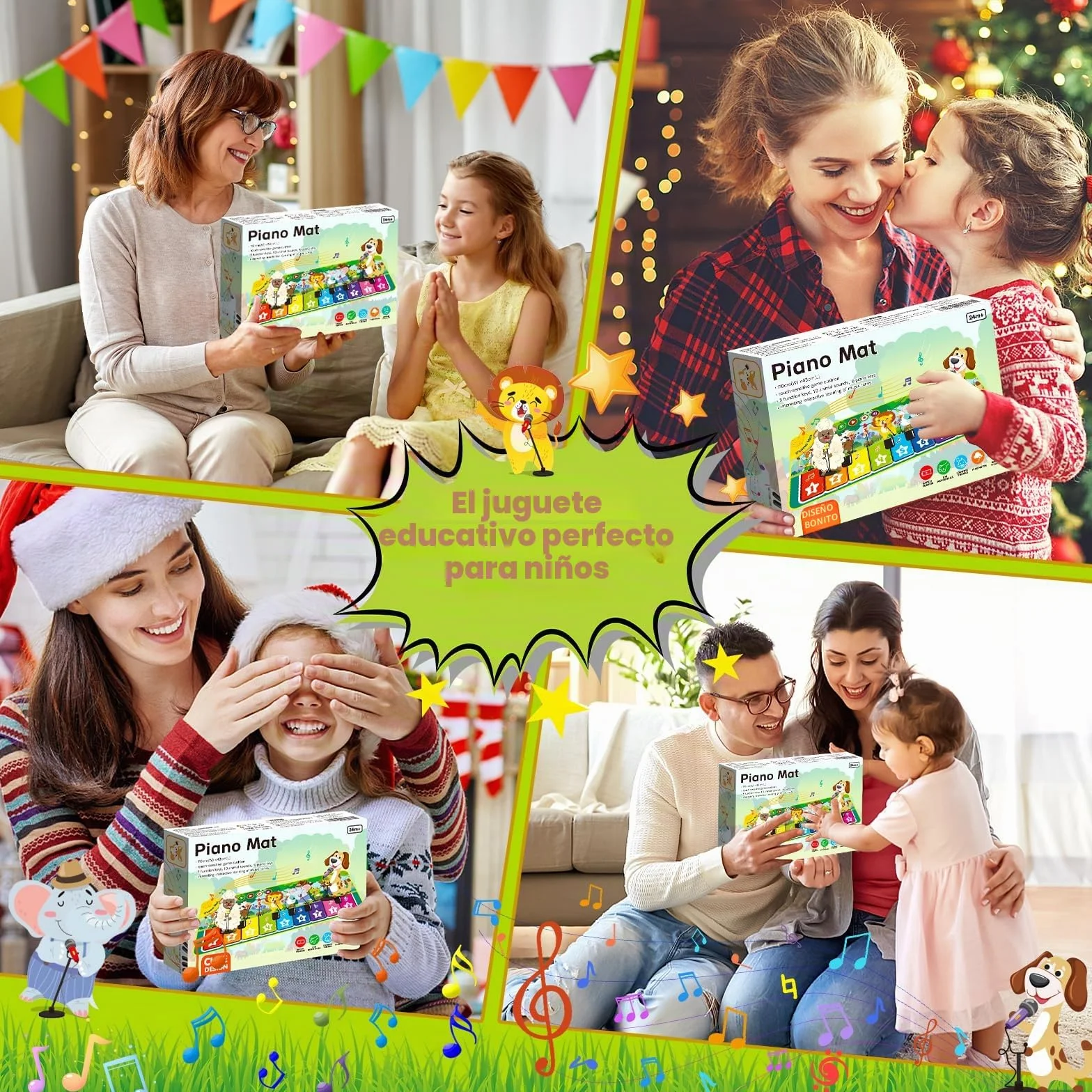 Piano Bebe, Alfombra Musical con 10 Animales, Alfombra Musical Bebe 1 Año, Alfombra de Piano, Juguete Musical Bebe, Niños y Niñas & Regalos de Cumpleaños (110×43cm)