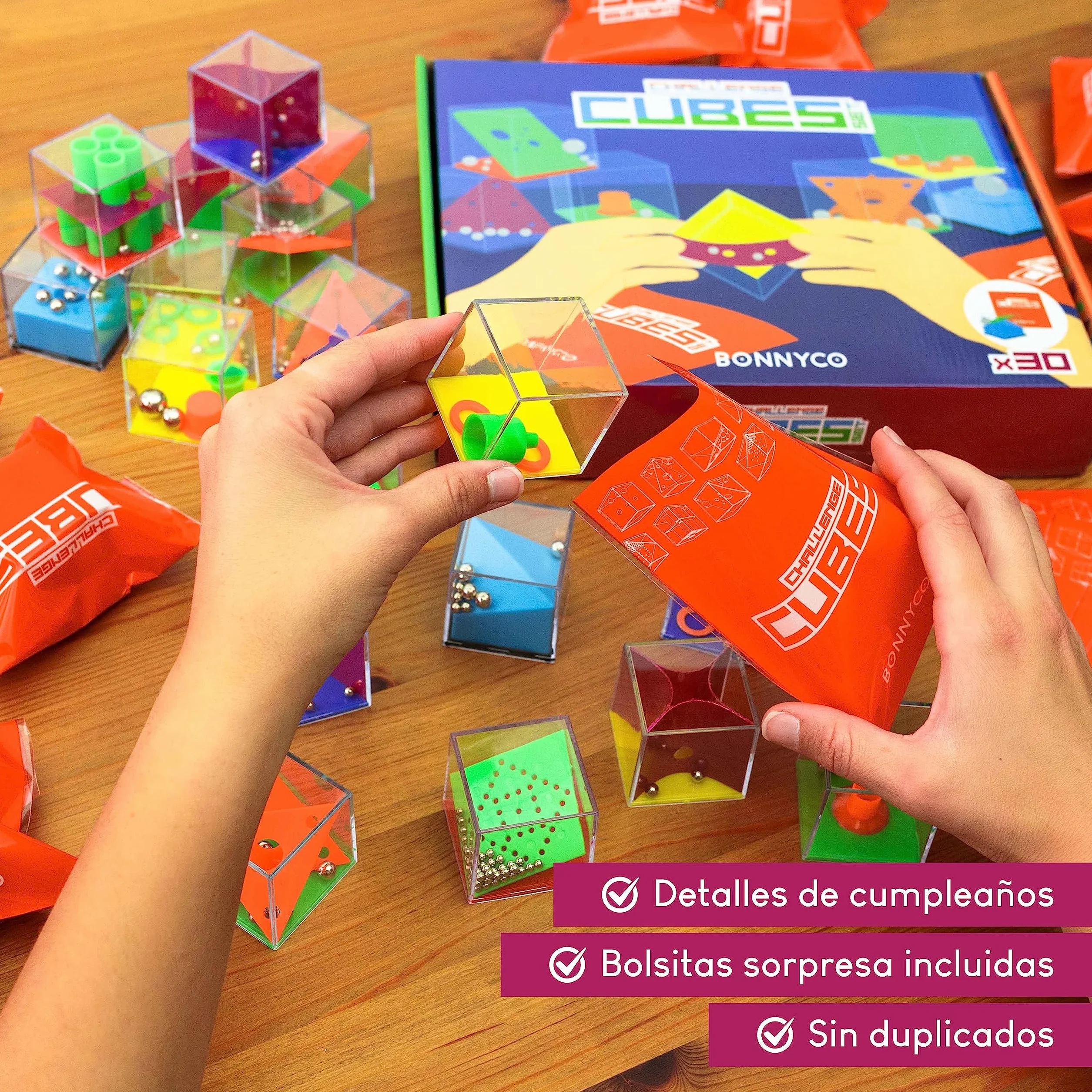 BONNYCO Cubos Rompecabezas Niños Pack 30 Regalos Cumpleaños Niños Colegio. Detalles Cumpleaños Infantil, Relleno Piñata. Regalitos Invitados, Regalos Alumnos Primaria. Mini Juegos para Regalar