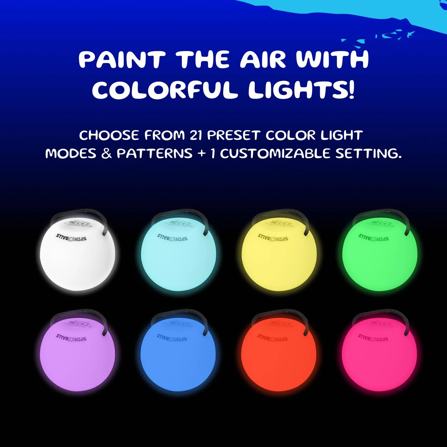 Spinballs Bolas Luminosas LED Recargable USB 22 Modos Patrones Luminosos Bola Malabares Soft-Core Cordones Ajustables Doble Hebilla