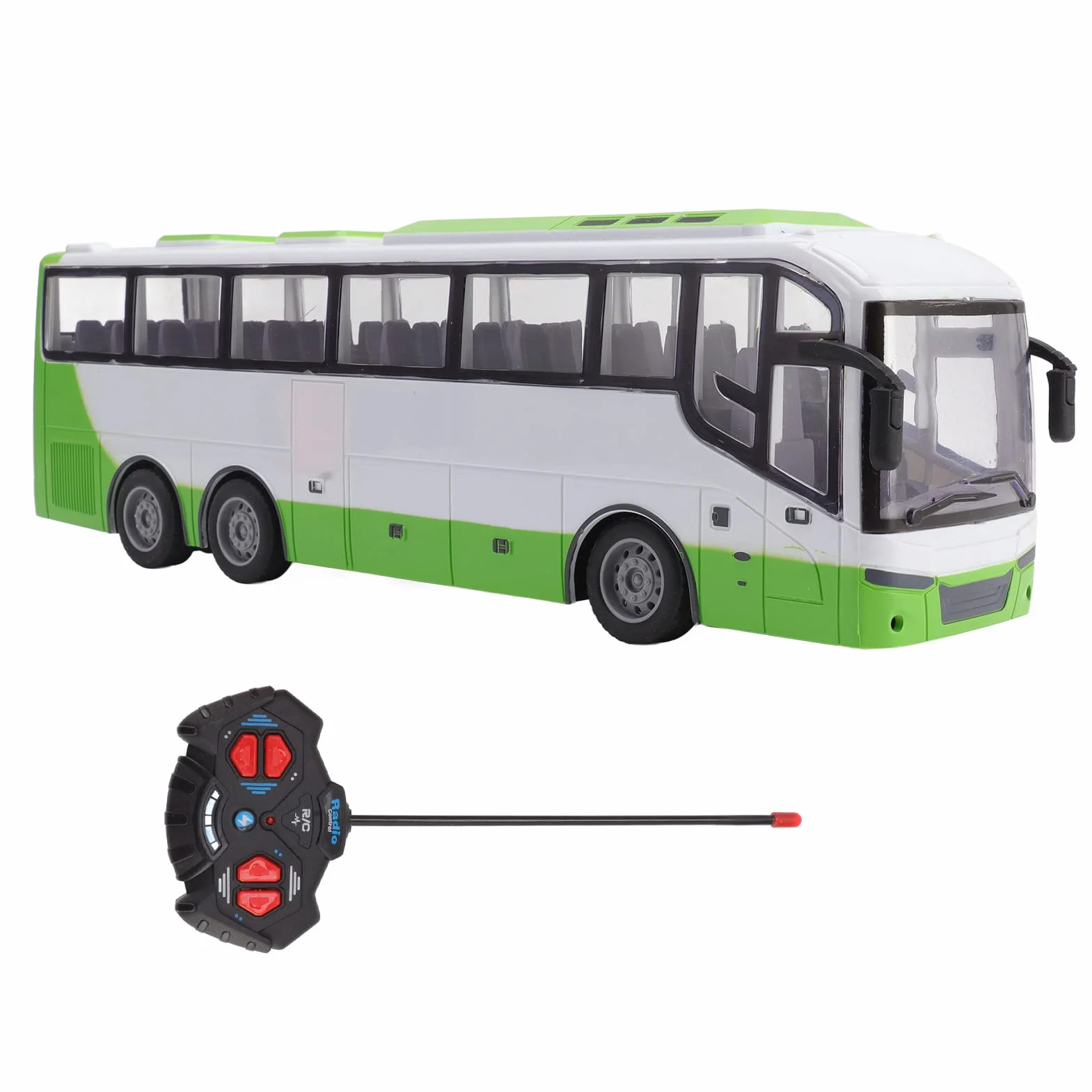 TOPINCN Grande 1/30 Juguetes de Autobús de Control Remoto Modelo de Autobús RC Simulación Educativa Eléctrica Vívida con Control Remoto para Niños Juguetes (Blanco Verde)