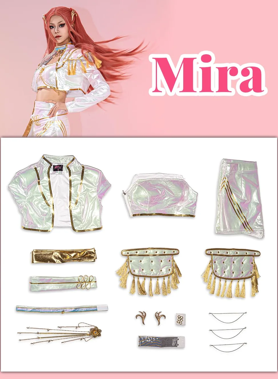OSIAS Disfraz de Cosplay Mujer Mira Escenario Blanco con Diseño Láser Deslumbrante