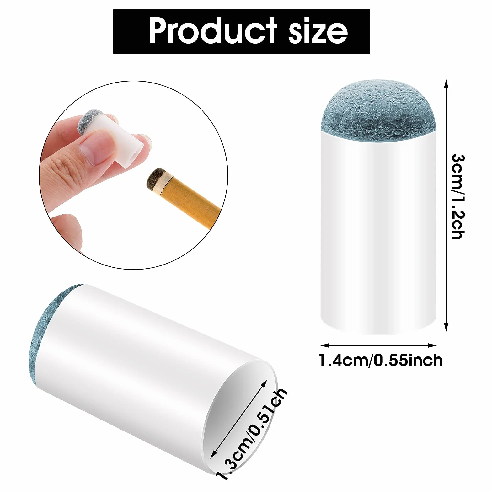 Puntas de taco de billar de repuesto 13 mm, 24 piezas, ajuste deslizante