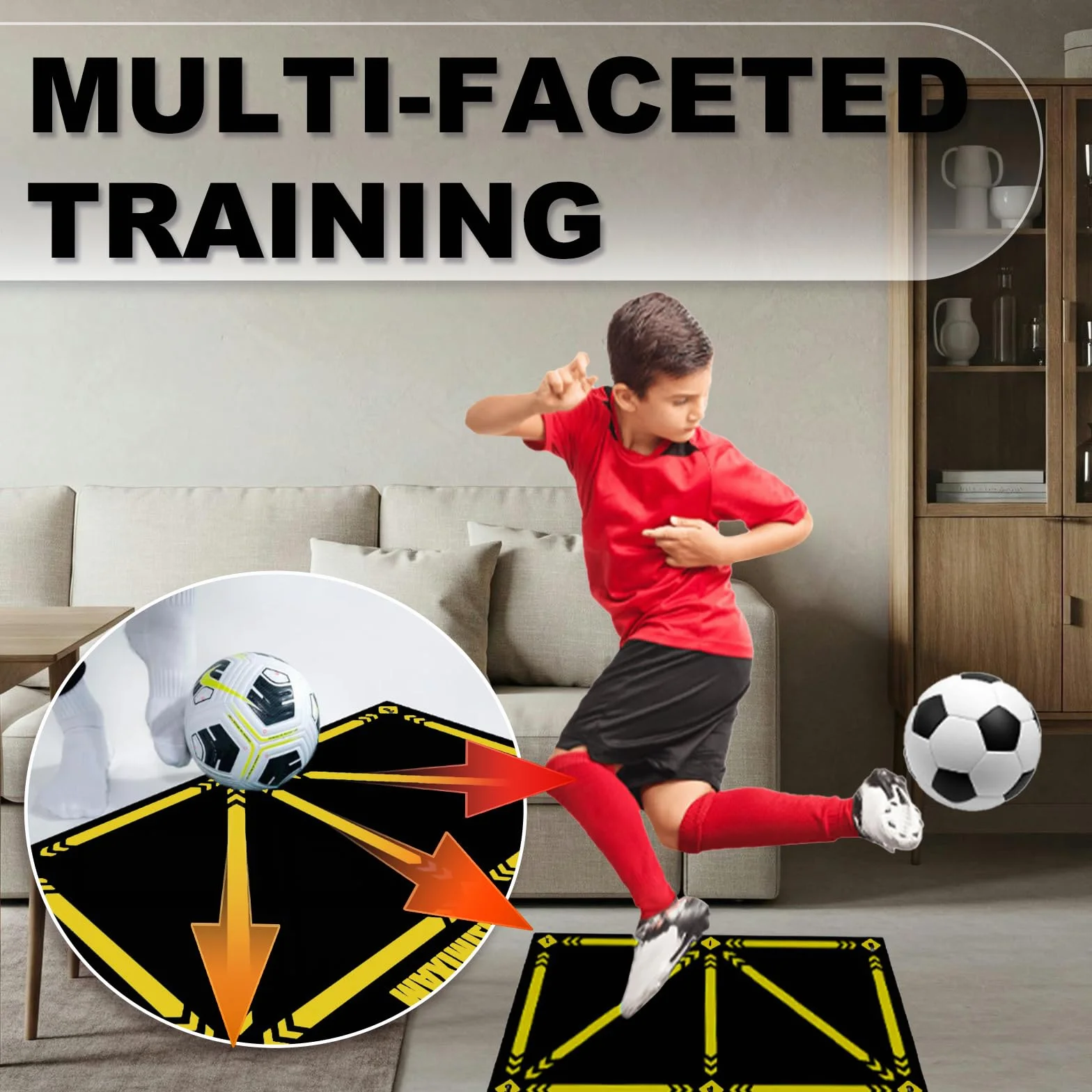 Soccer Training Mat XL 90x60cm for Dribble Ball Control Footwork