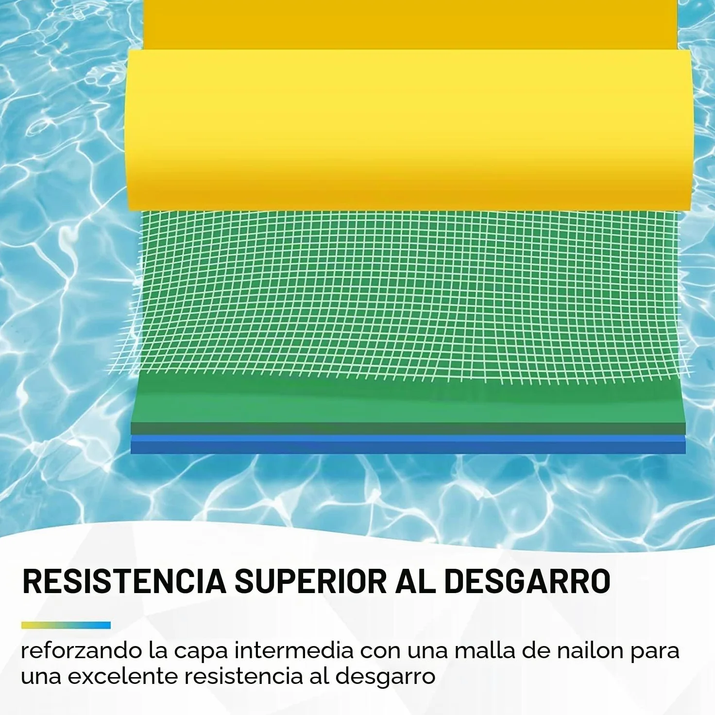 CTSC Colchoneta Piscina Adultos, Colchoneta Agua, Alfombra Flotante, Floating Mat XPE de 3 Capas Resistente a los Desgarros