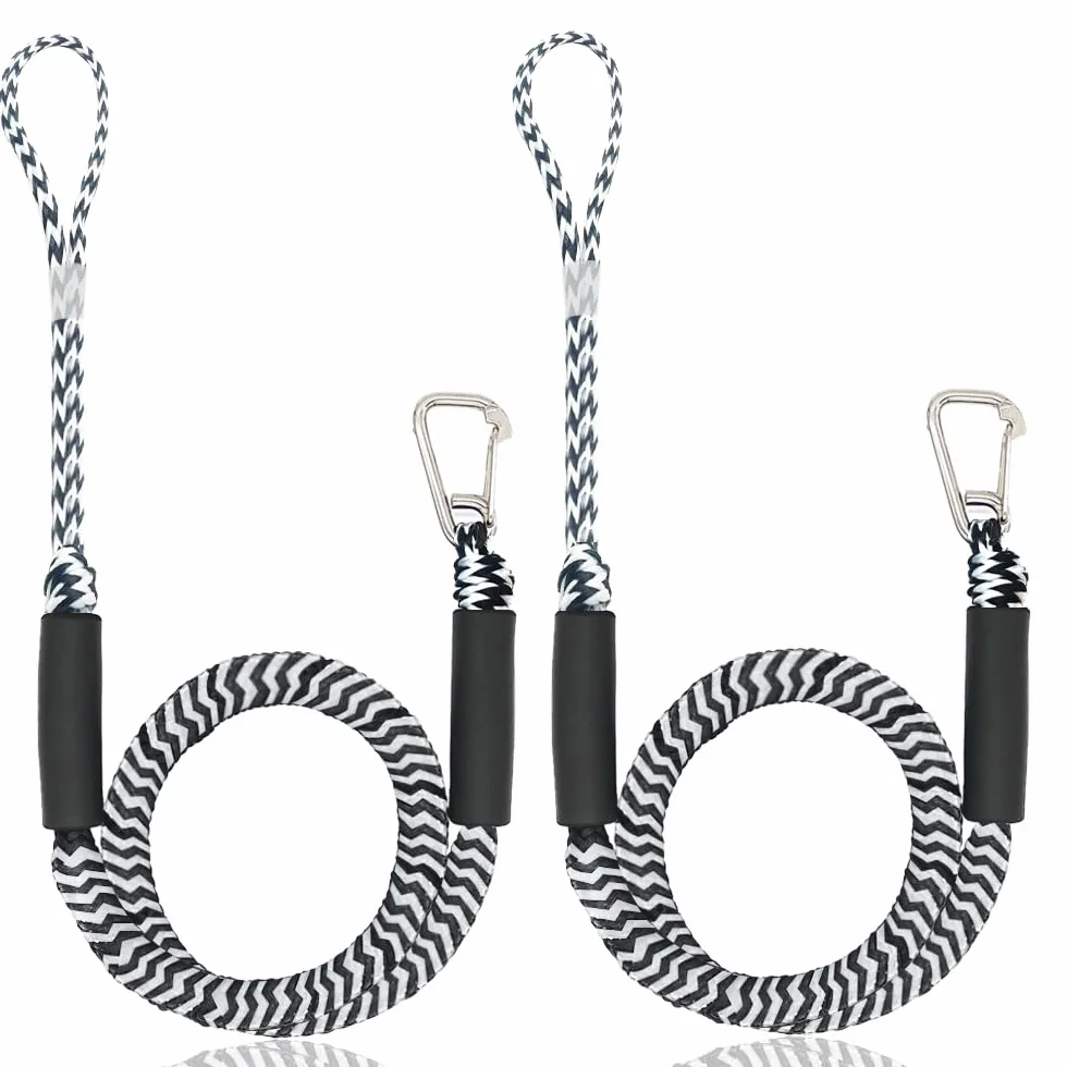 Cuerda de Amarre Doble Trenzada con Gancho para Barcos, Kayak, Muelle (Blanco)