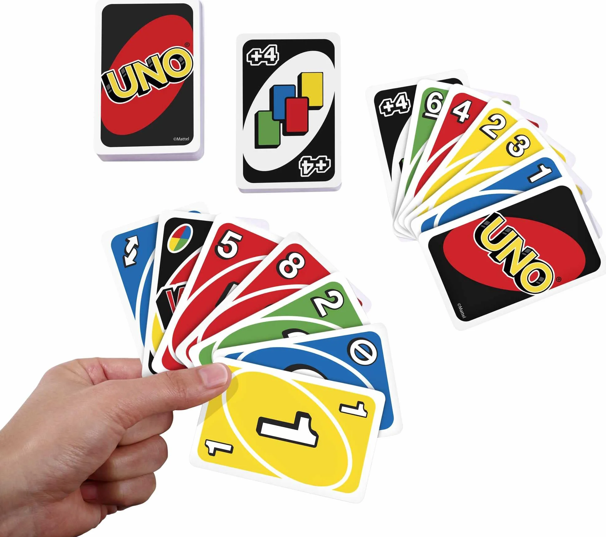 Mattel Games UNO Original Juego de Cartas Familiar Clásico 112 Cartas 2-10 Jugadores 7+ Años