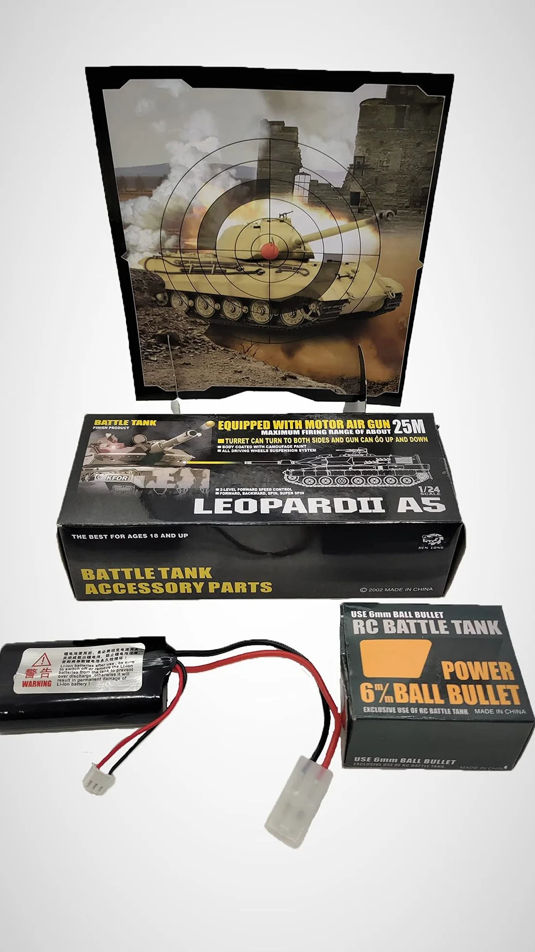 RC Leopard 2A5 - Tanque de combate con sonido, escala 1:24 y 2 sistemas de combate, infrarrojos y disparos de 6 mm