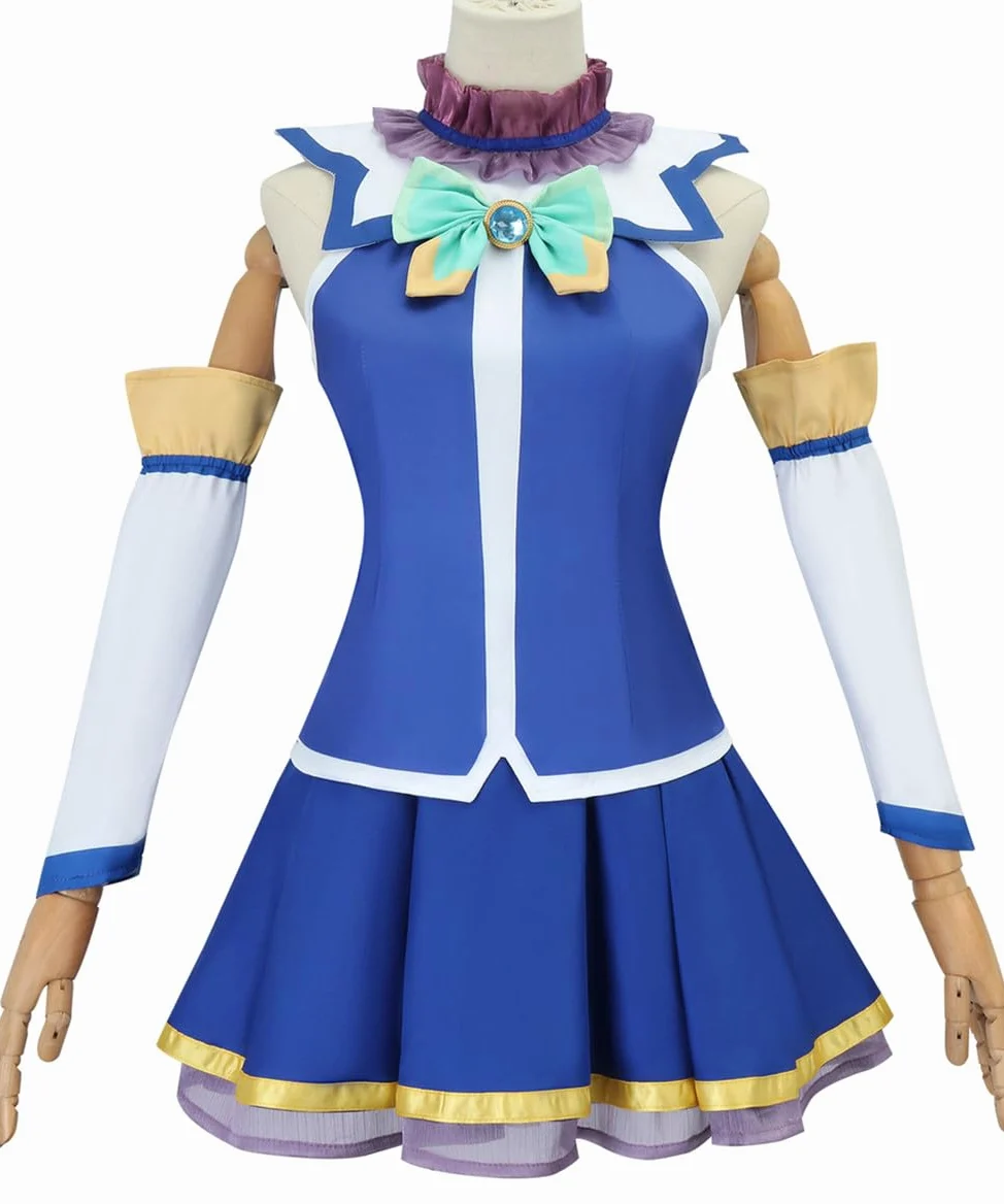 Disfraz de anime para mujer, disfraz de chaleco azul para Halloween