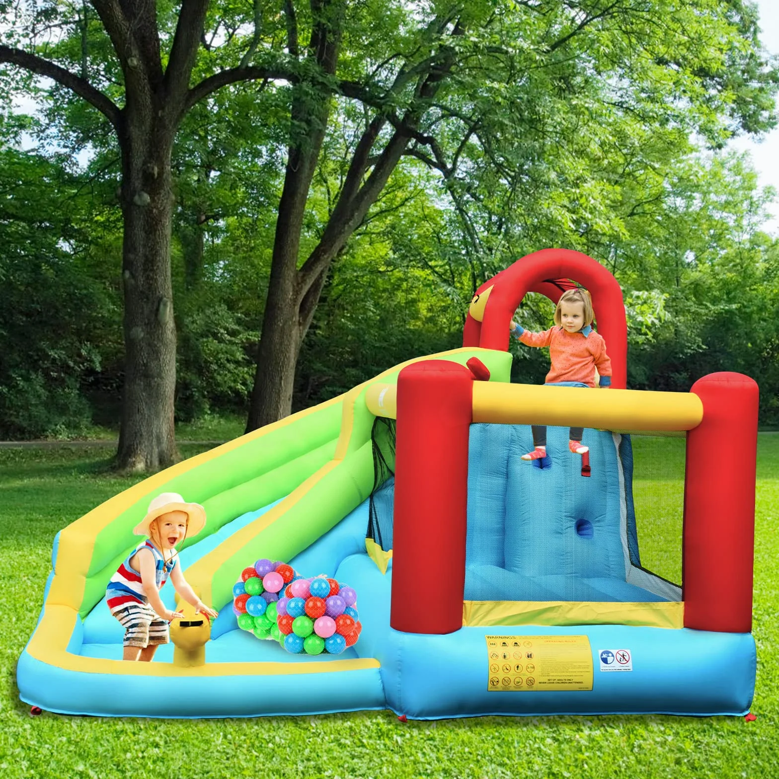 GOPLUS Castillo Hinchable para Niños, Hinchable Grande con Piscina, y Tobogán para Fiesta del Agua de Verano, Adecuado de 3 a 10 Años, ‎‎325 x 310 x 225 cm