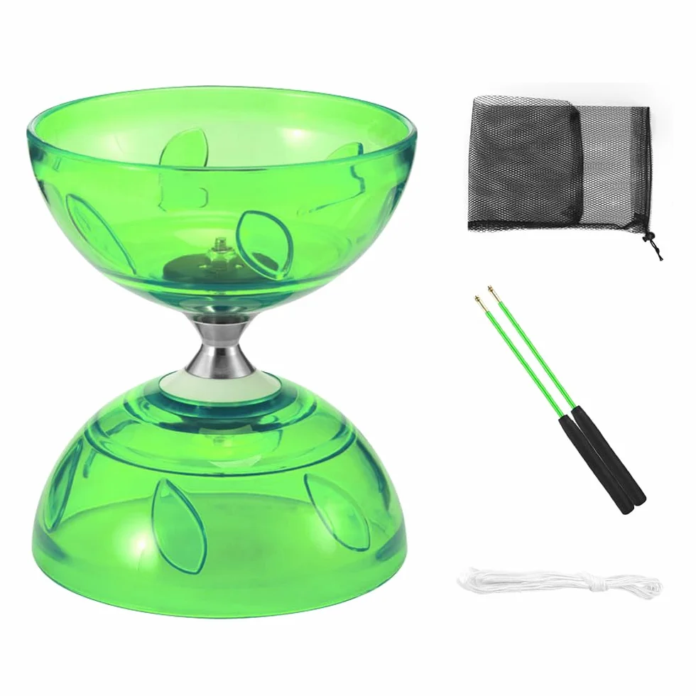 Diábolo con Rodamientos De Bolas, Juego De Diábolo, Juego de Malabares LED Diabolo para Niños, 4 Colores De Luz, 10m Cuerda de Repuesto, Juego de Malabarismo para Profesional, Principiantes