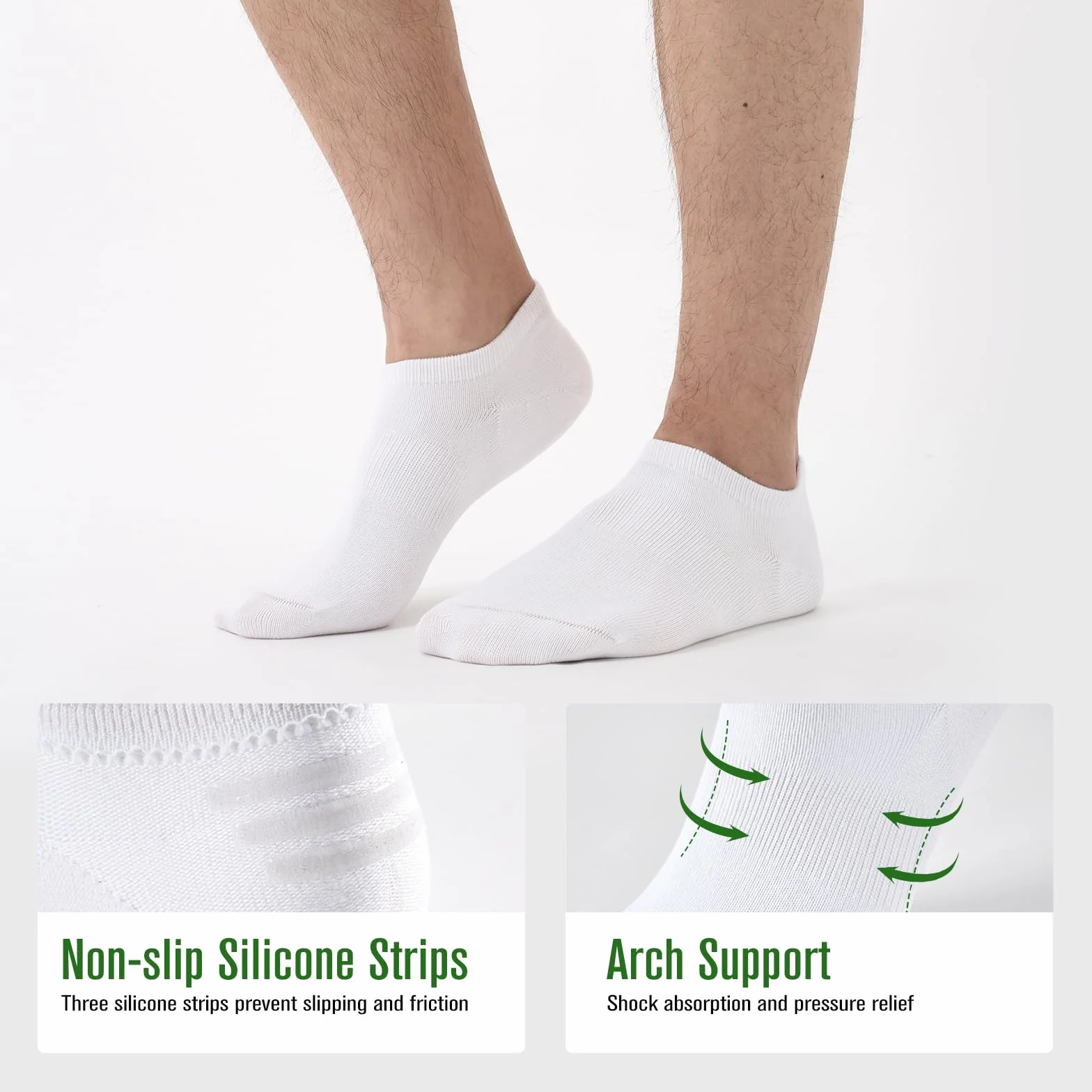 Calcetines Invisibles de Bambú 6 Pares, Unisex Transpirables con Silicona Antideslizante, Talla 35-50