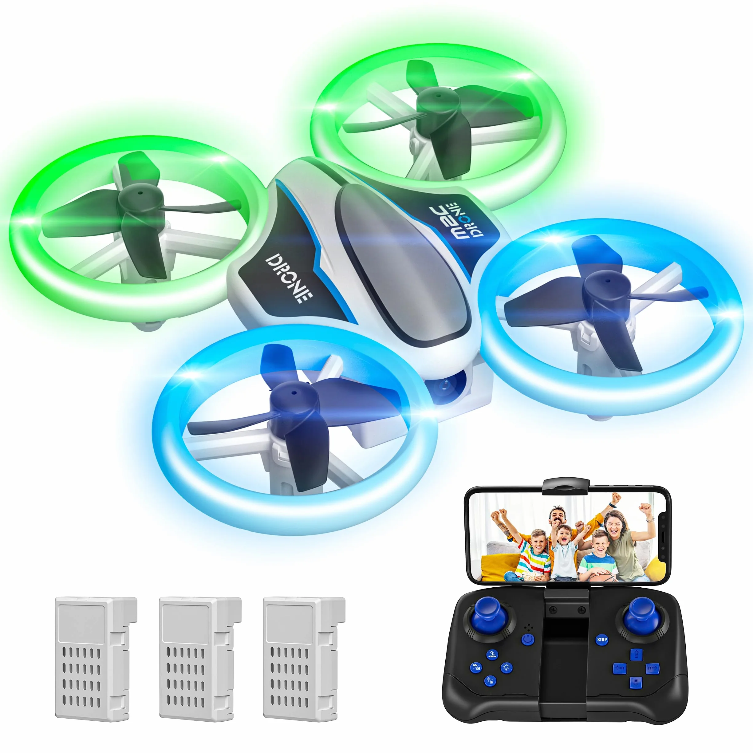 Mini Drone para Niños con Camara 1080P, Drone Quadcopter con Luces, RC Helicopteros con Vuelo Automático,Modo sin Cabeza,3D Flip y 3 Baterías,Quadcopter Regalo para Niños y Principiantes