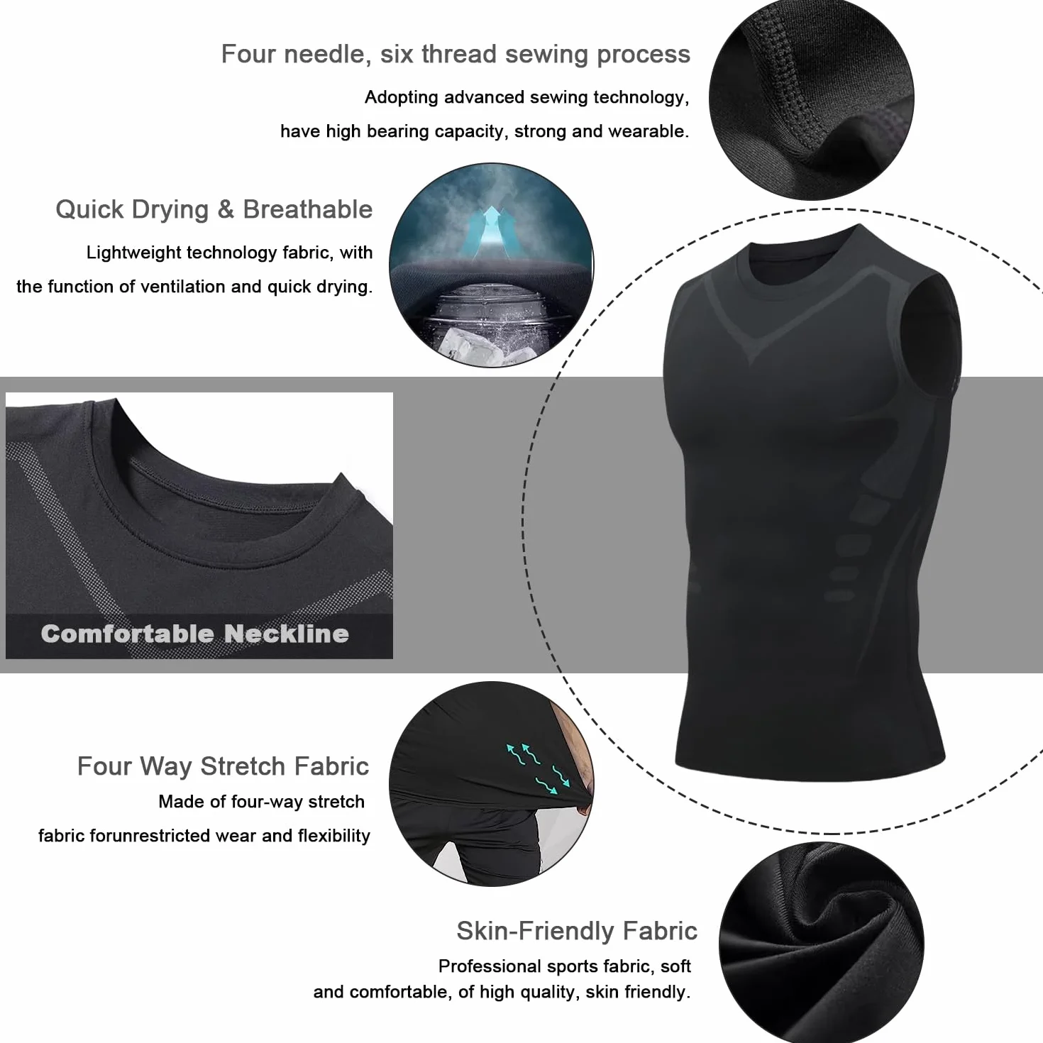 Camiseta de compresión sin mangas para hombre transpirable secado rápido tops de jogging fitness