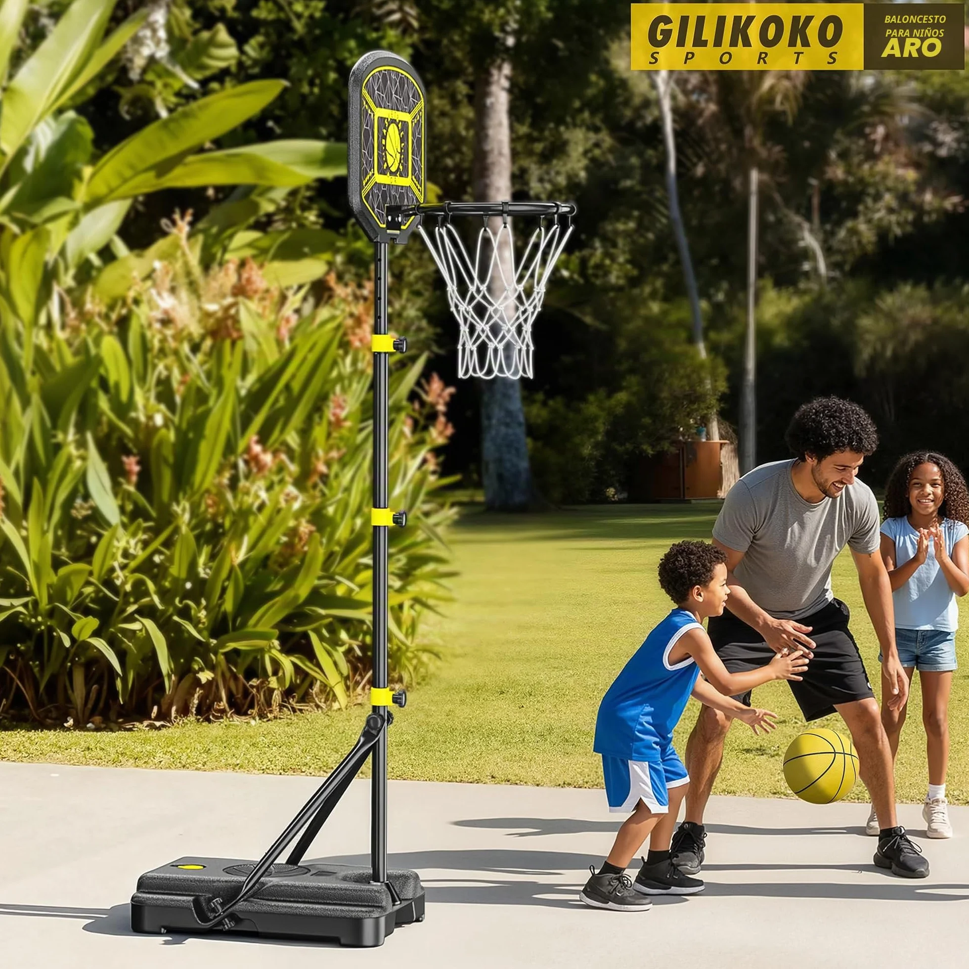 Canasta Baloncesto para Niños Canastas Baloncesto Infantiles Exterior Juego Portátil de Soporte de Baloncesto Ajustable en Altura 110-190cm