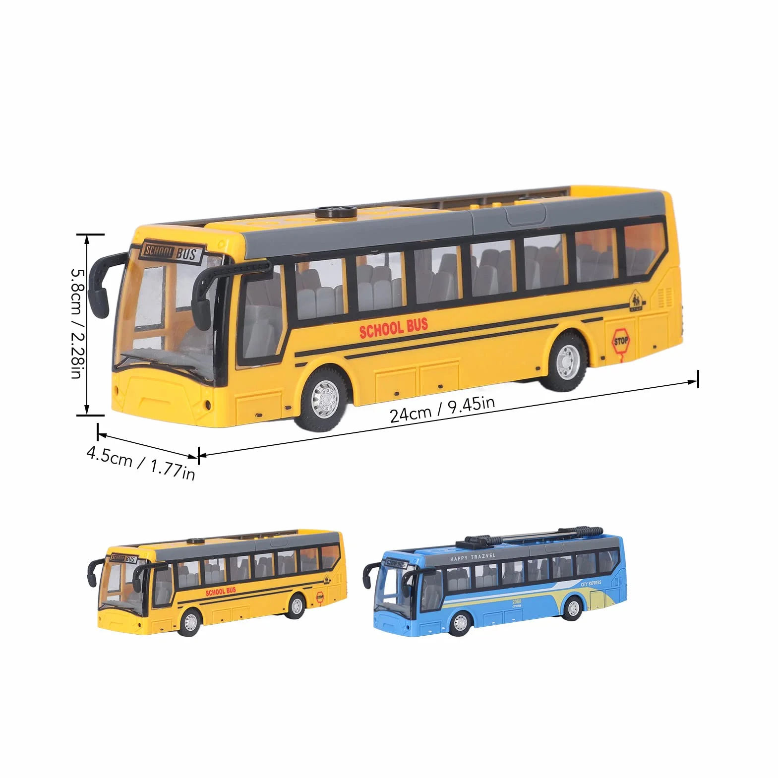 Autobús RC para Niños, Autobús de Control Remoto de Alta Simulación Todas Las Direcciones de Conducción Autobús Escolar RC Recargable para Niños(Azul)
