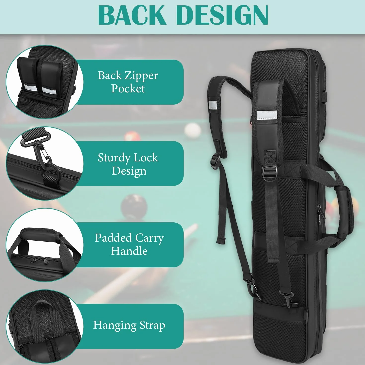 Bolsas para taco de billar impermeable 4 piezas