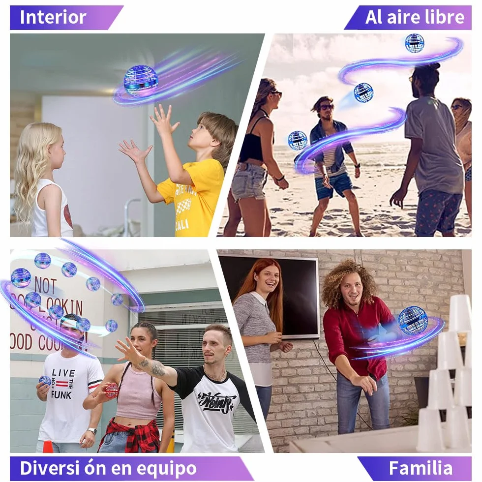 Bola Voladora Magica Fly Ball,Fly Orb Hover Ball Magic, Ovni Spinner Volador Led Flying Boomerang Orb Pelota Voladora, Bola Voladora para Niños, Mini Drones para Niños Regalo Bajo Techo