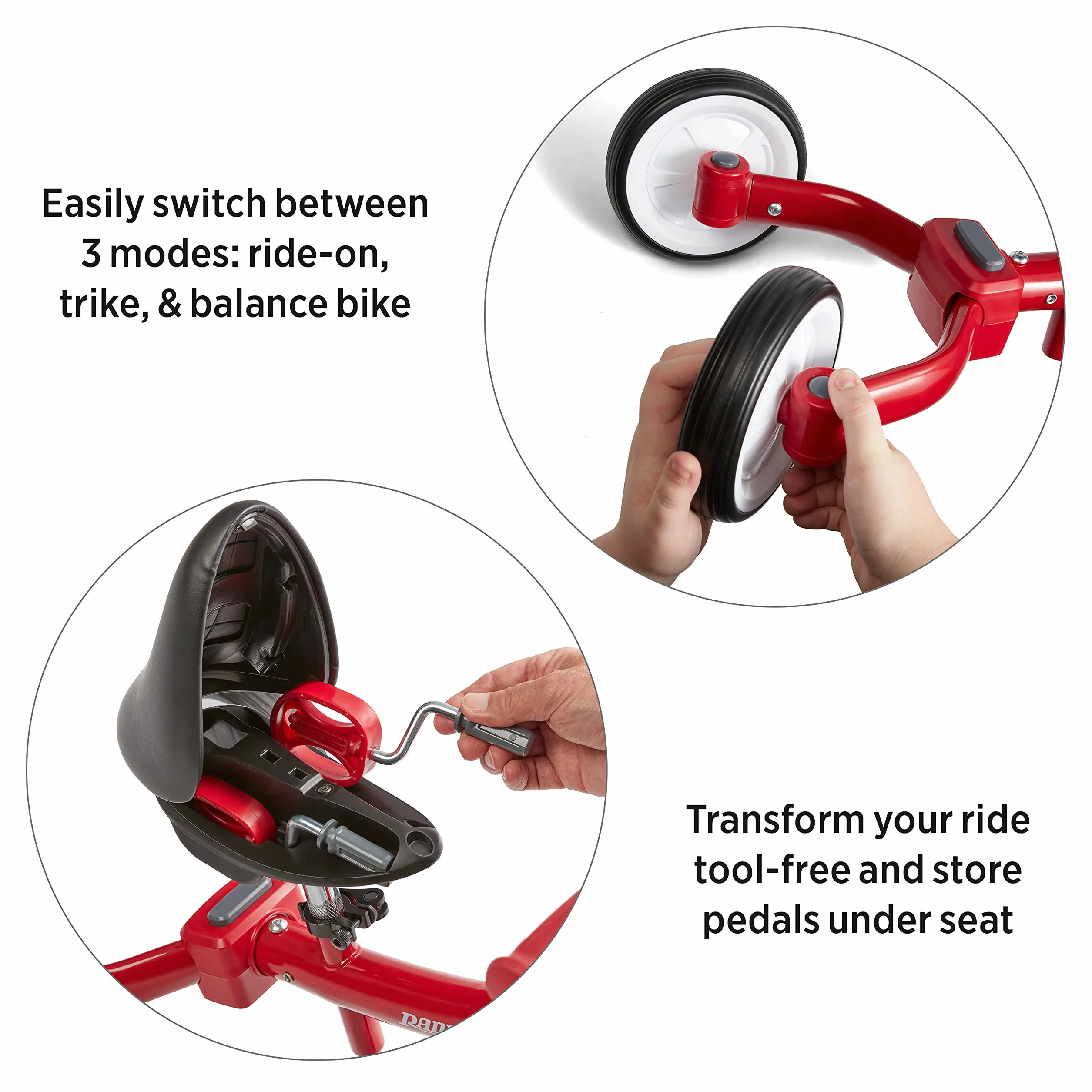 Radio Flyer Triple Play Triciclo, Triciclo Rojo para niños pequeños, Bicicleta de Equilibrio y Bicicleta para pedalear para Edades de 1 a 3 años