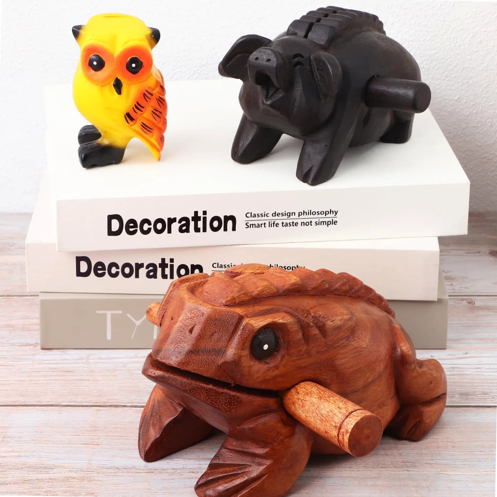 Mikinona 3pcs Animales De Sonido De Madera Decoración De Oficina Hogar Juguete Educativo Instrumento Musical