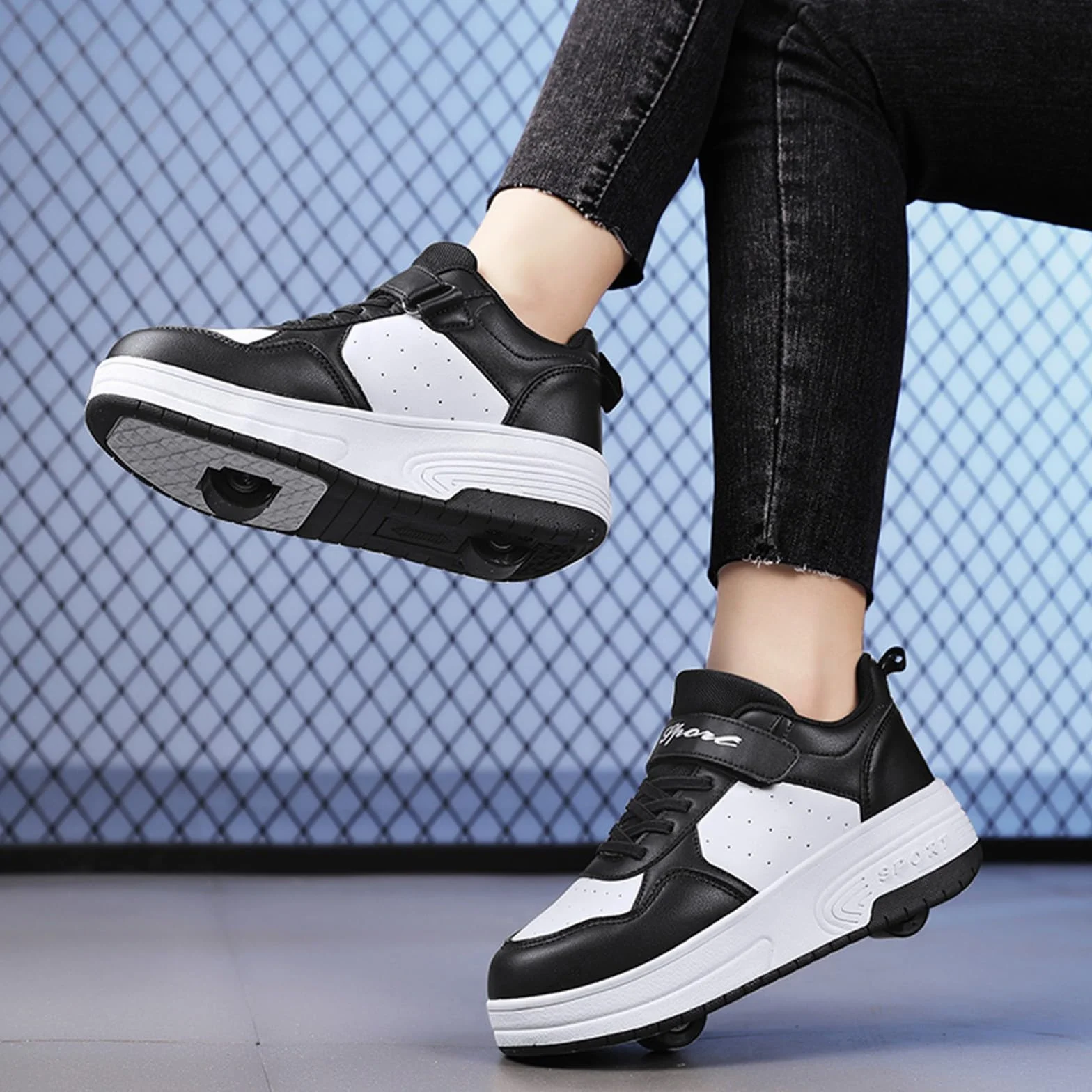 Zapatillas de deporte para niñas con suela gruesa Ruedas Zapatos de patinaje niños