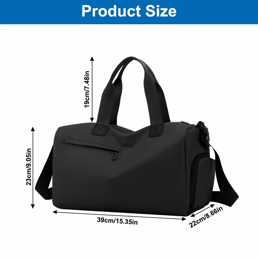 Bolsa Deporte con Compartimento Zapatos y Bolsillo Húmedo, Gym Bag para Hombre y Mujer, Viaje, Fitness, Entrenamiento (Noir)