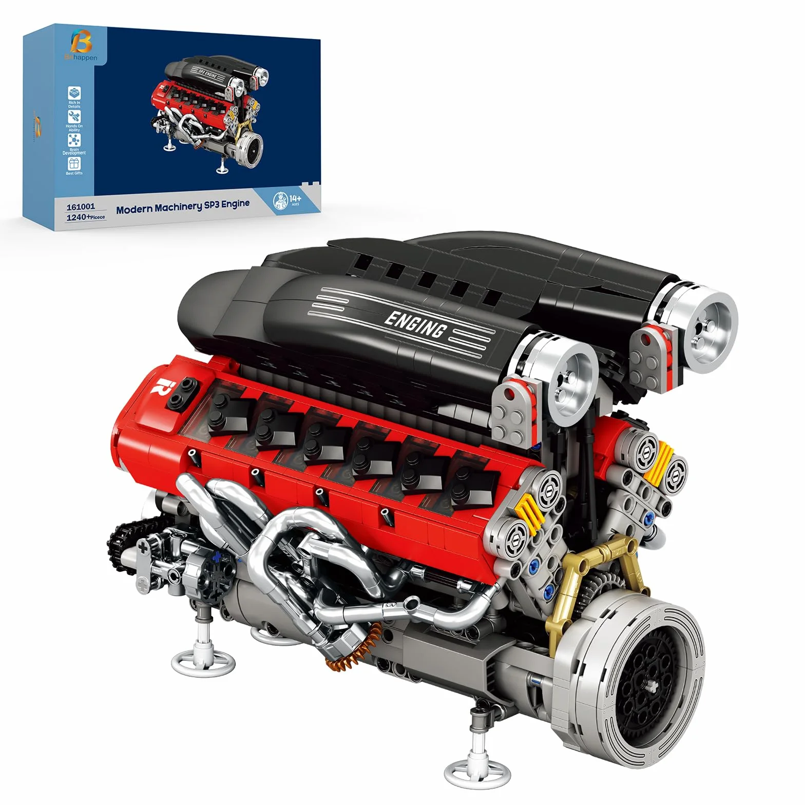 Kit de construcción de Motor V12 para Adultos, 1240 Piezas, Kit de Modelo de Motor de superdeportivo motorizado en ángulo V de 65° con pistones móviles, Kit de ensamblaje mecánico Stem para