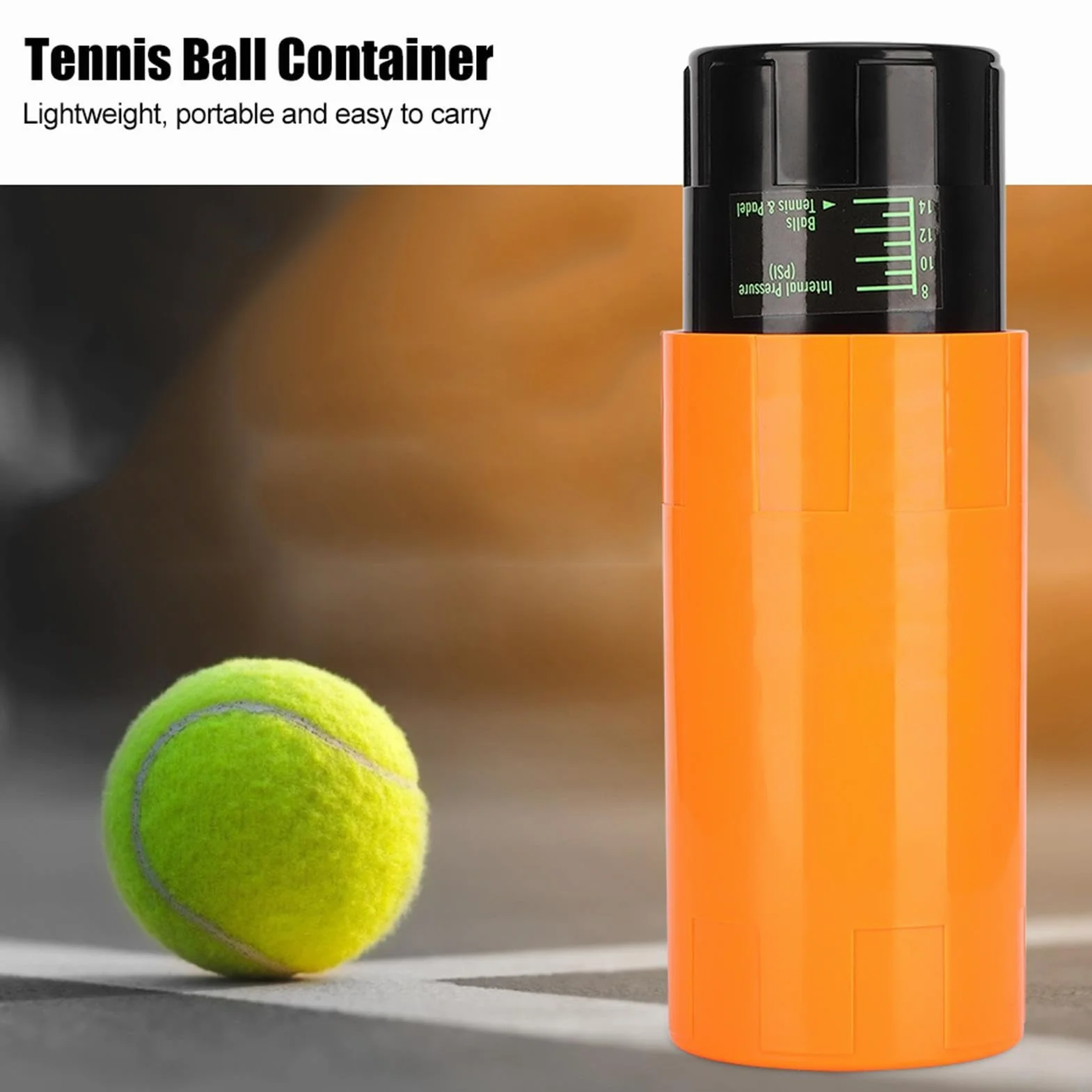 Presurizador de pelotas de tenis para 4 pelotas, bomba integrada, HV alta visibilidad