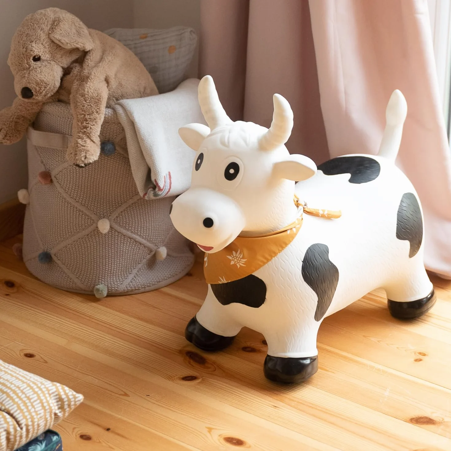 Kindsgut Animal para Saltar, Animal de Salto, Saltar, Vaca, brincar, para Bebes & niño pequeño, Inflable, con inflador, Unisex