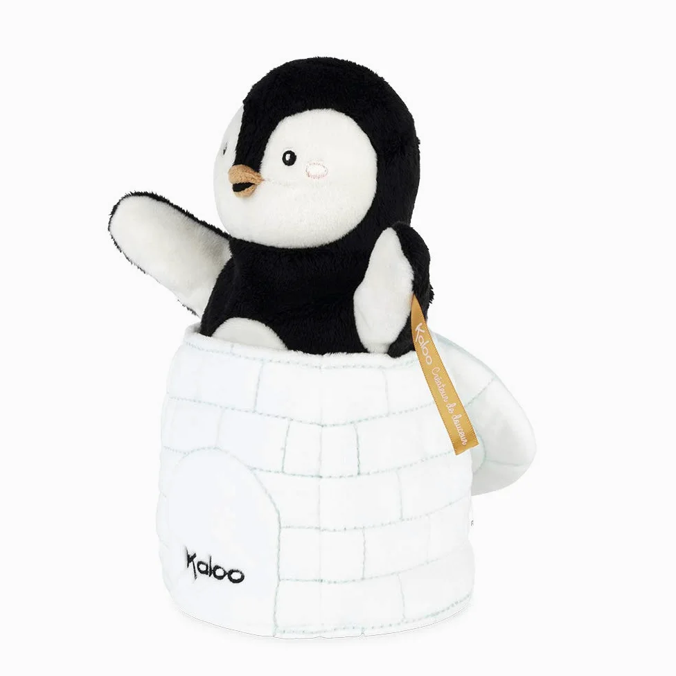 KALOO - Colección Kachoo - Marioneta de Peluche Sorpresa para Bebé 25 cm, El Pingüino Gabin (K963593)