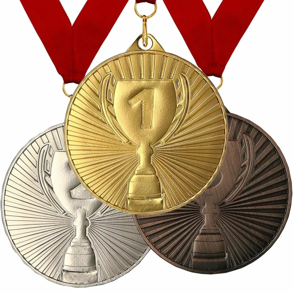 Larius Juego de 3 Medallas de Metal para Deportes y Competiciones 1 2 3 Cuadrados