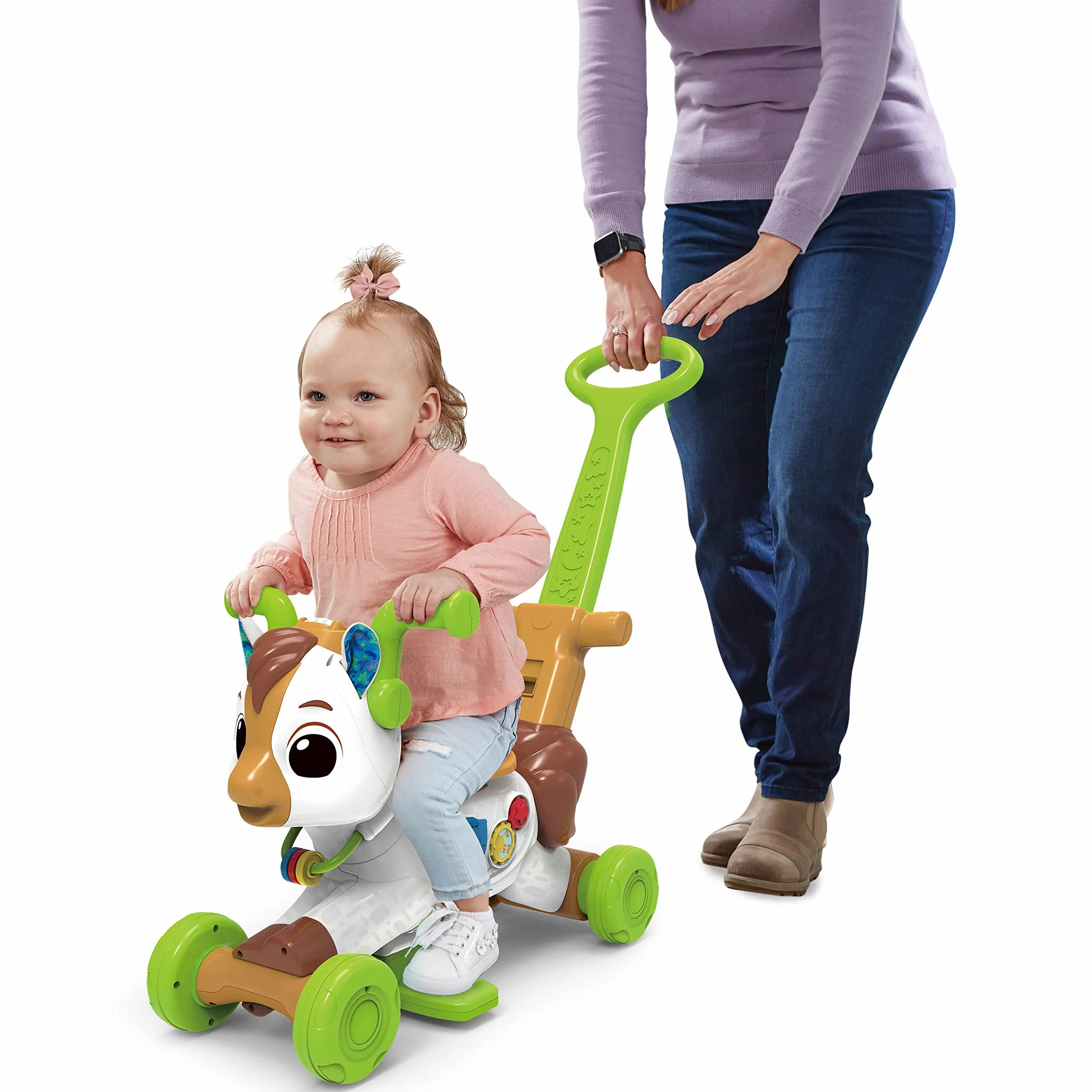VTech - Caballito bebé Rueda y trota, Andador correpasillos 4-en-1 para bebés +12 Meses, Versión ESP