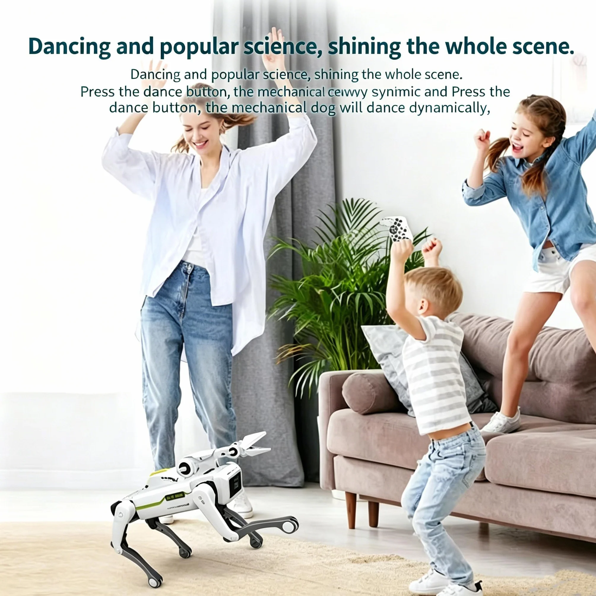 X-Verse 8008 RC robot perro, habla e interactúa con clip de manga larga, programable danza música robot, regalos para cumpleaños y Navidad