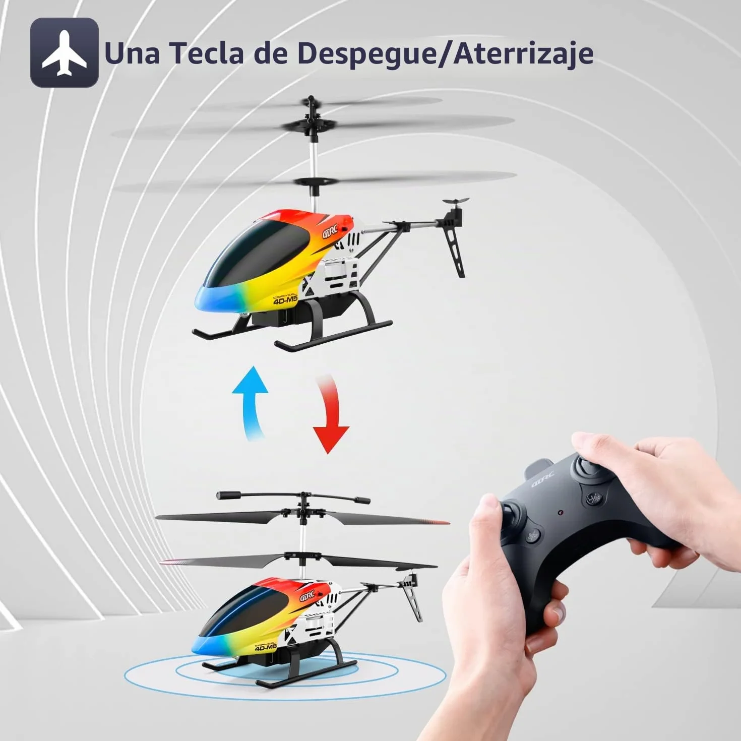 4DRC M5 Helicóptero Teledirigido Interior, Mini Helicóptero Juguete 3,5 Canales LED, 2 Baterías