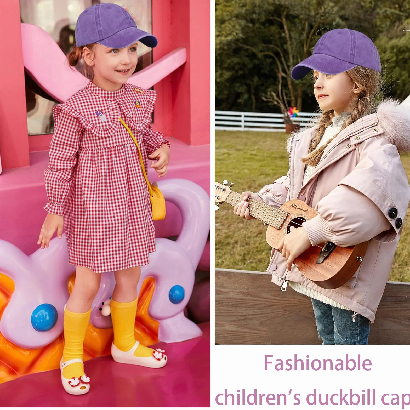 Gorra de Béisbol Lavada 100% Algodón Visera Ajustable Niños 3-8 Años