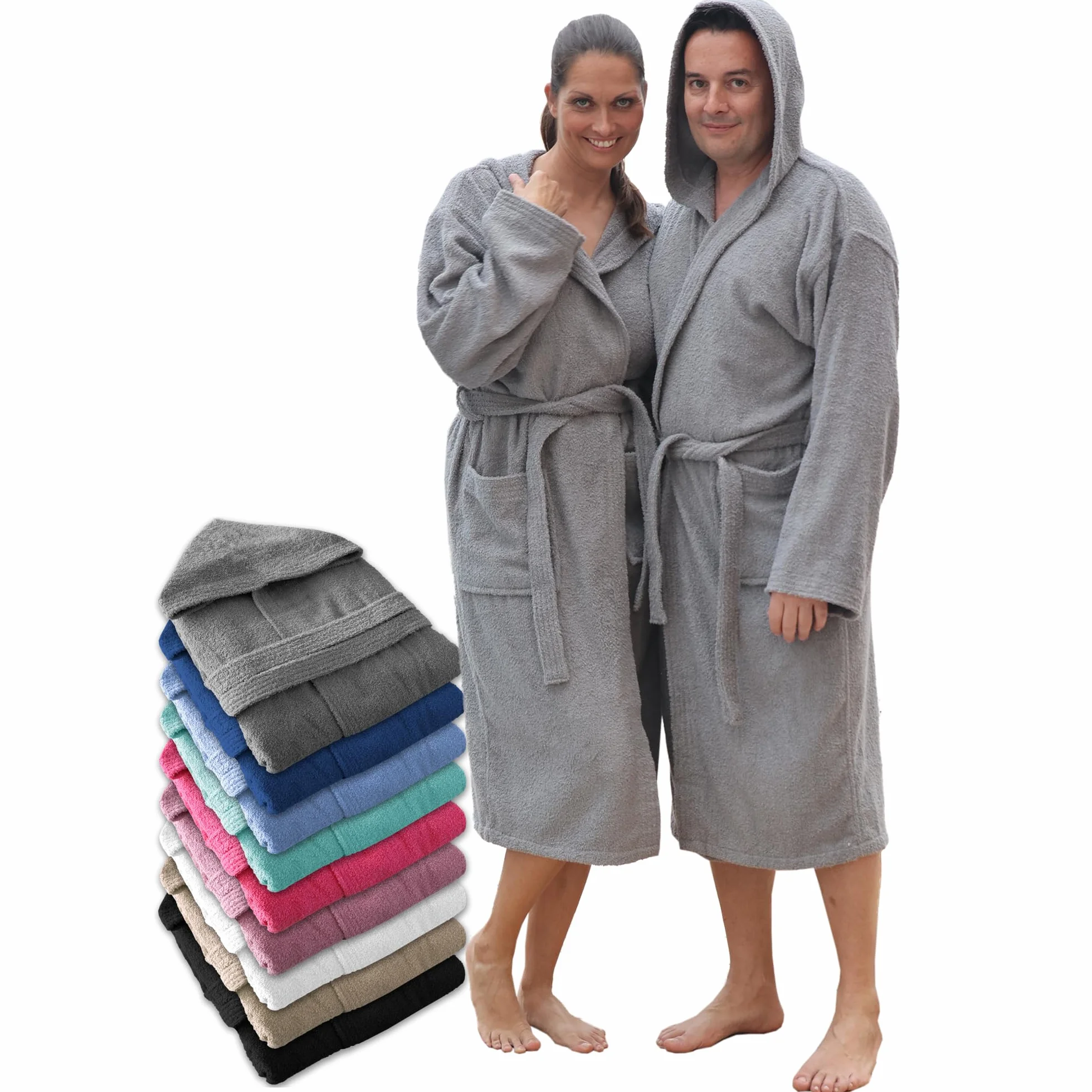 LEBENGOOD Albornoz Hombre Capucha Algodón OEKO-TEX Toalla Rizo Americano 450 gsm Bata Baño