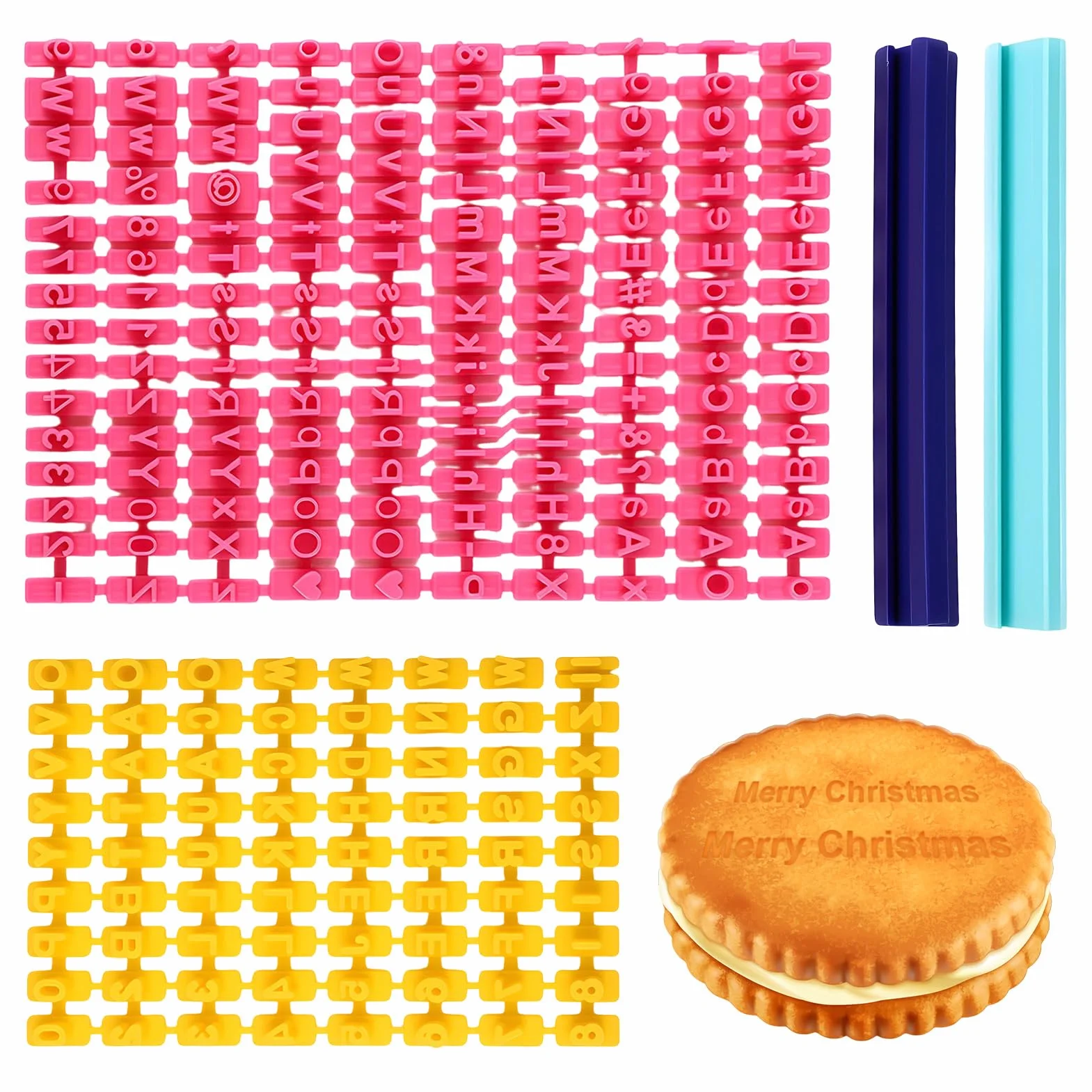 2PCS Moldes para Galletas con Sellos Letras Personalizables, Cortador con Alfabeto para Repostería Creativa, Sello de Letra Apto para Arcilla, Cerámica, Fondant y Masa